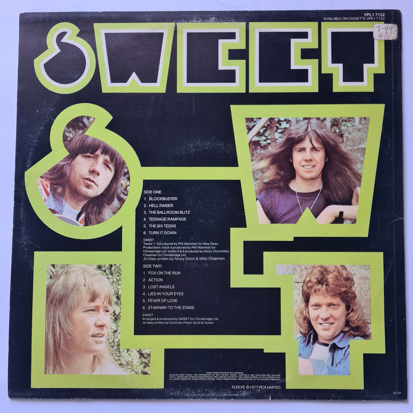 The Sweet – Sweet's Golden Greats - 1977 - Vinyl Record (Greatest Hits)