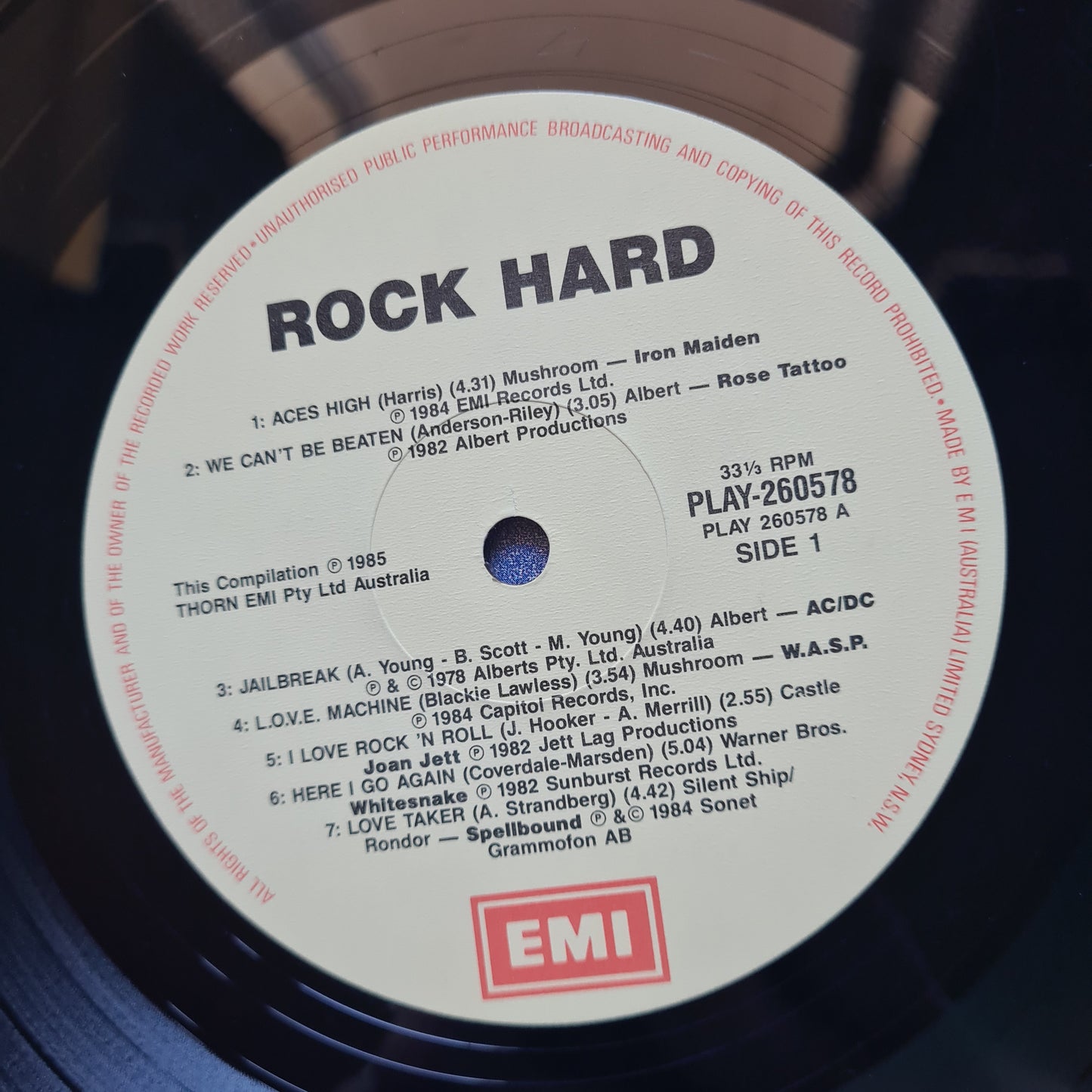 Various Artists/Hits album - Rock Hard - 1984 - Vinyl Record LP