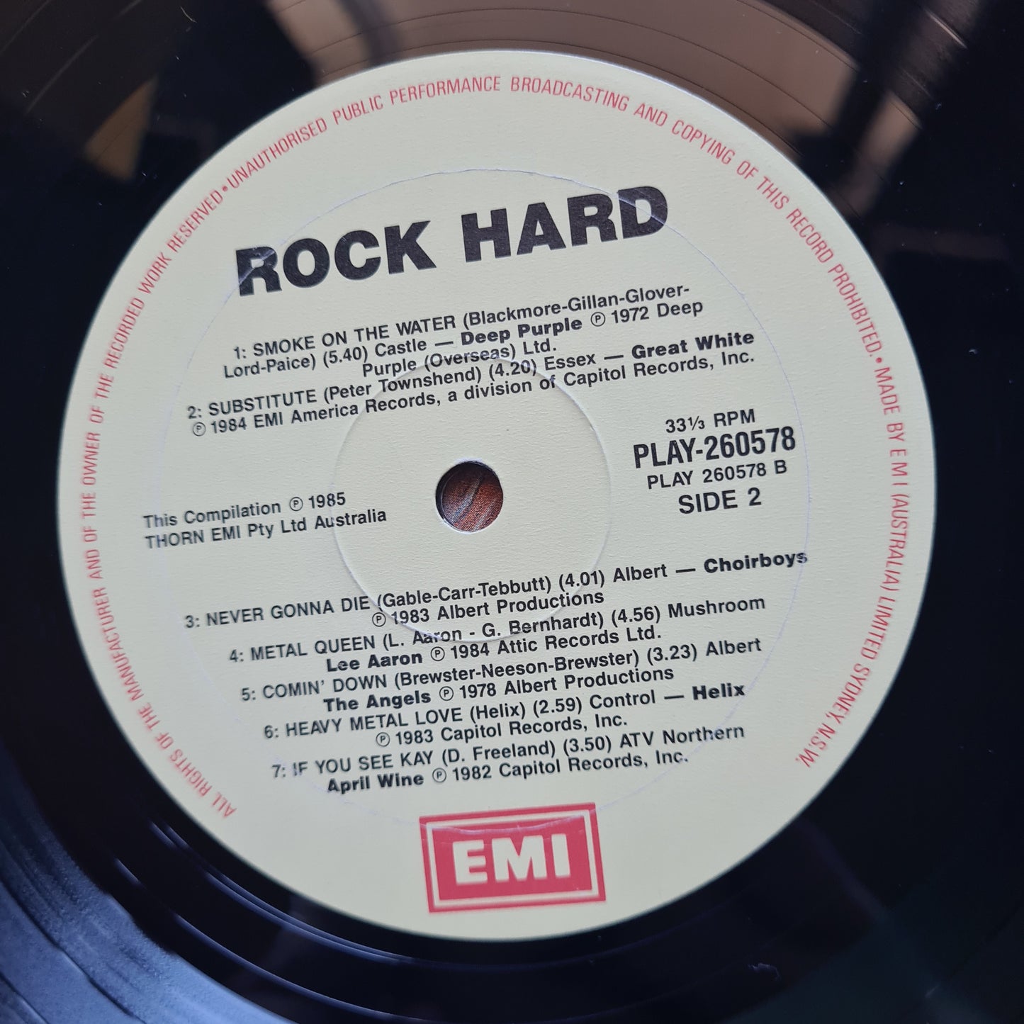 Various Artists/Hits album - Rock Hard - 1984 - Vinyl Record LP