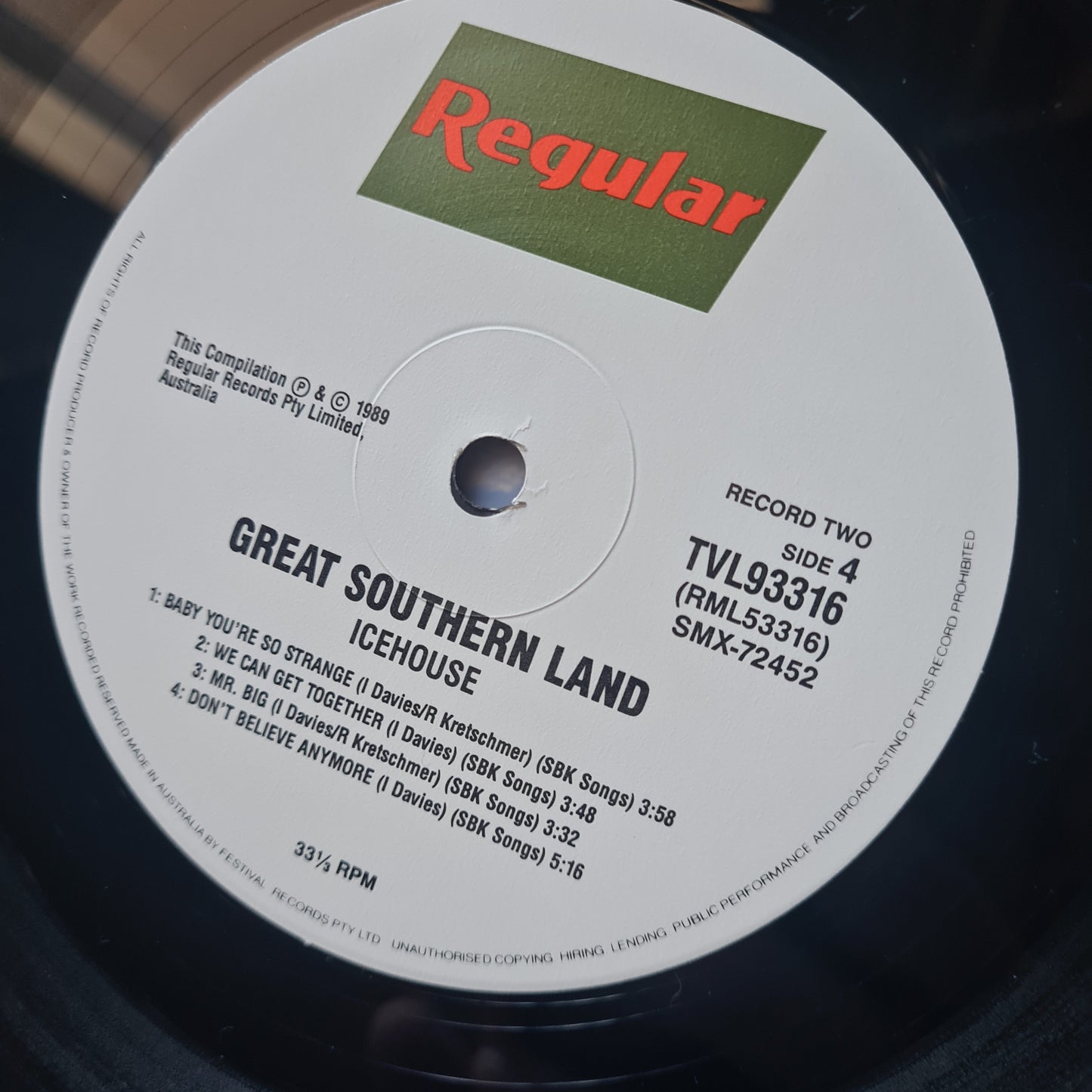 Icehouse – Great Southern Land - 1989 (2LP Greatest Hits) Vinyl Record