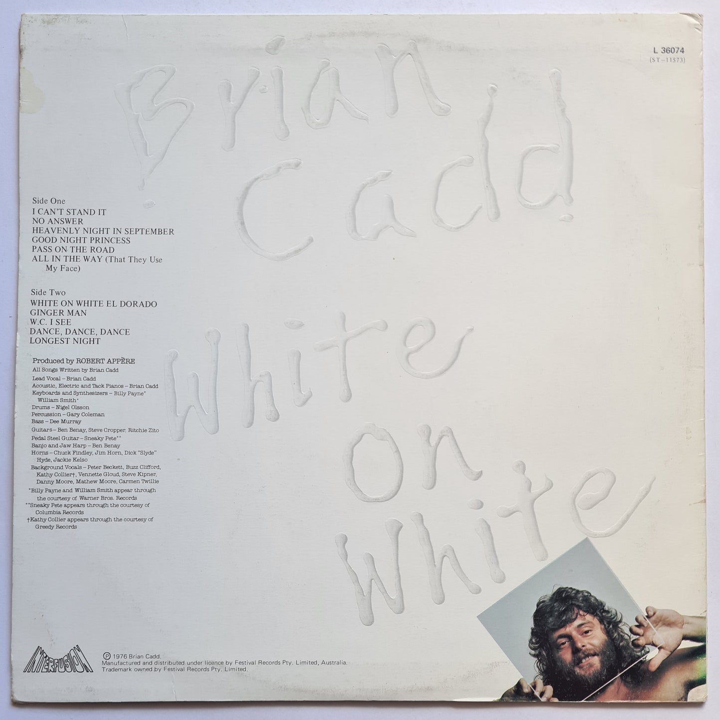 Brian Cadd – White On White - 1976 - Vinyl Record LP