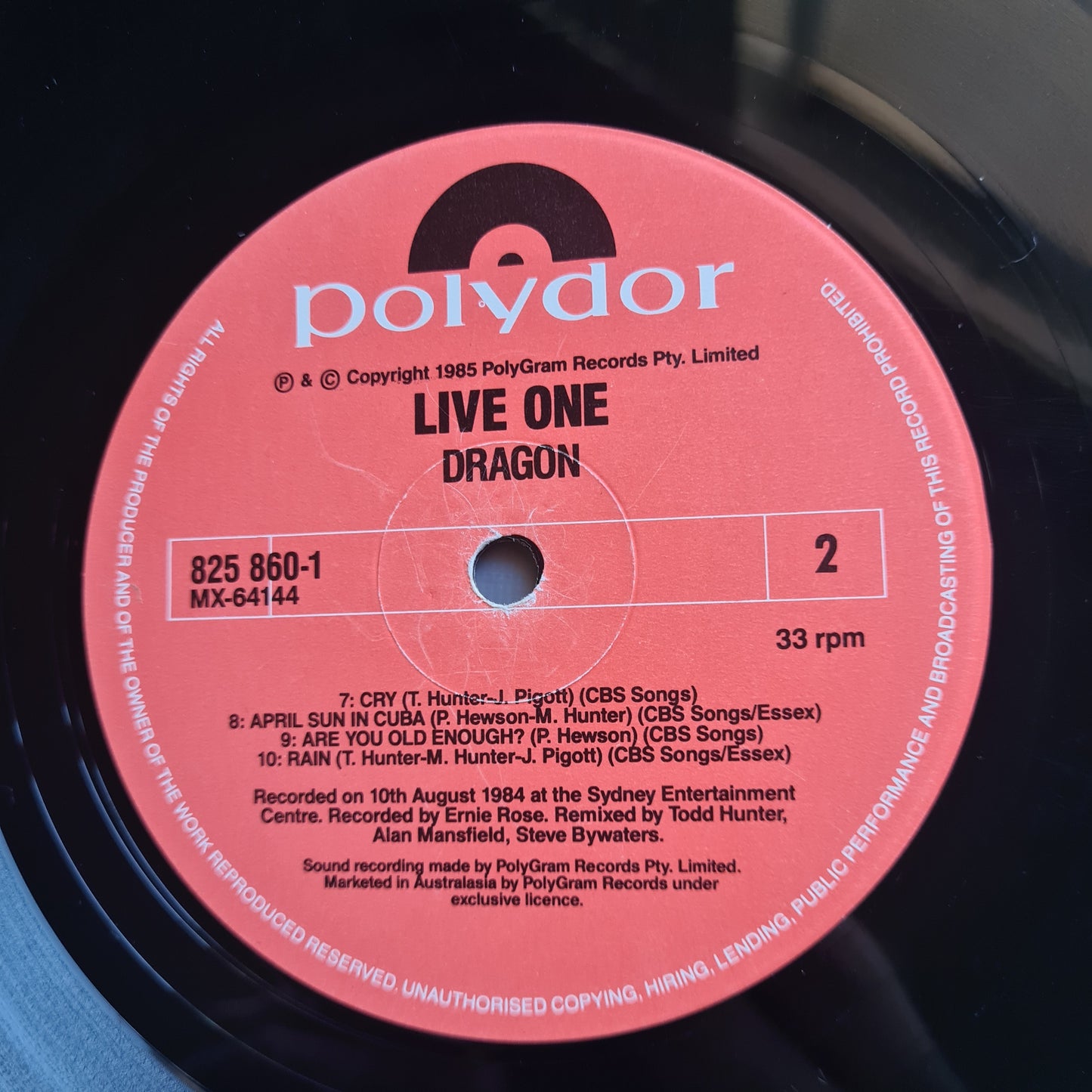 Dragon – Live One - 1985 - Vinyl Record LP