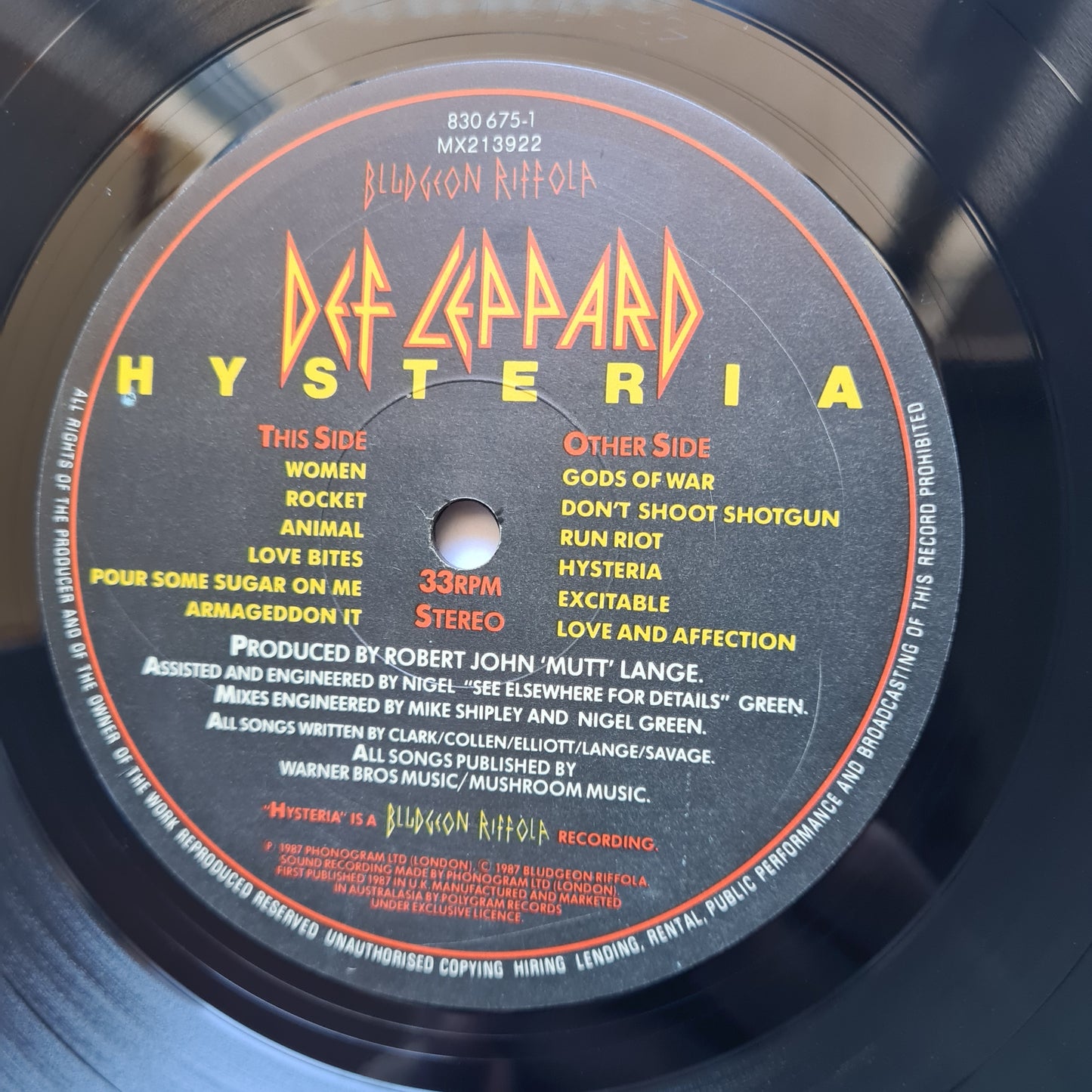 Def Leppard – Hysteria - 1987 - Vinyl Record LP