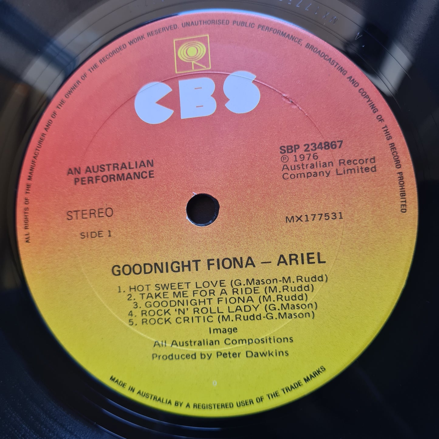 Ariel – Goodnight Fiona - 1976 - Vinyl Record LP