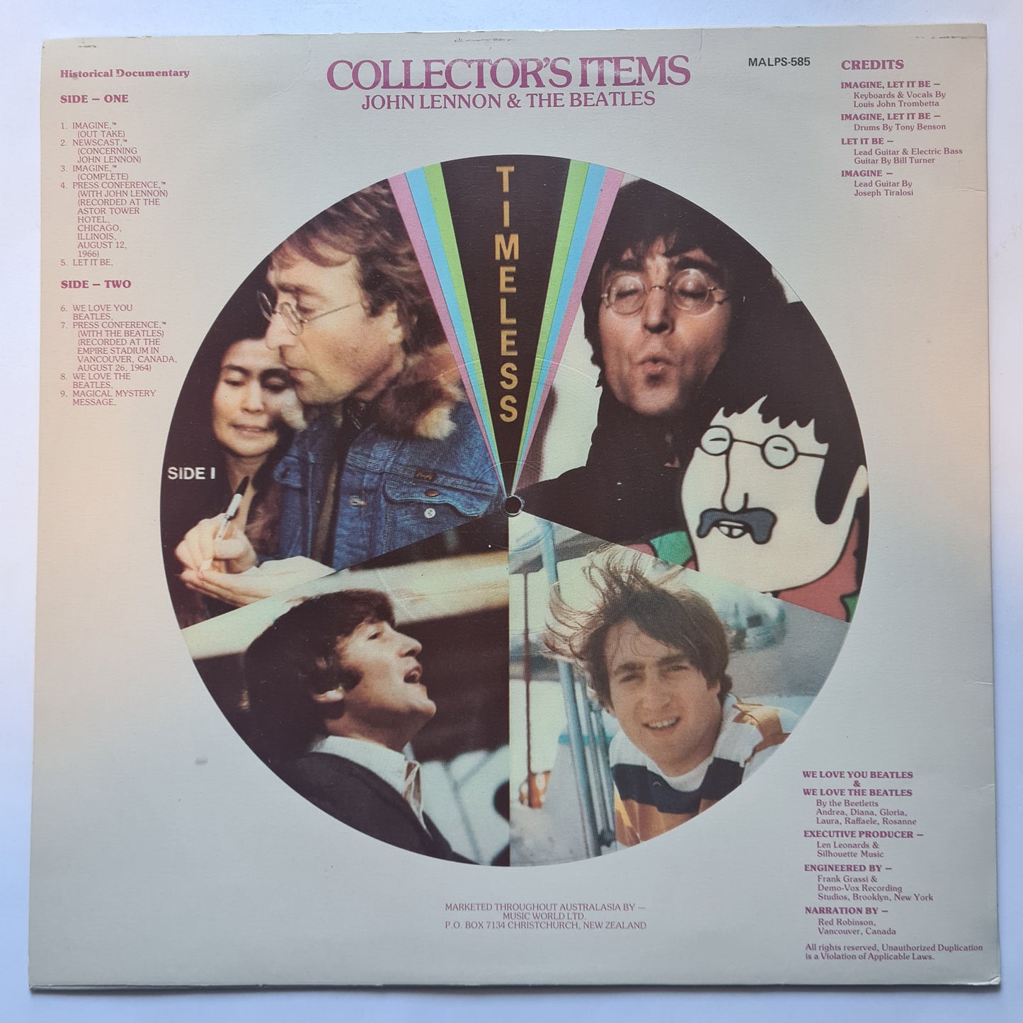 John Lennon & The Beatles – Previously Unreleased Interviews - 1983 New Zealand pressing - Vinyl Record LP