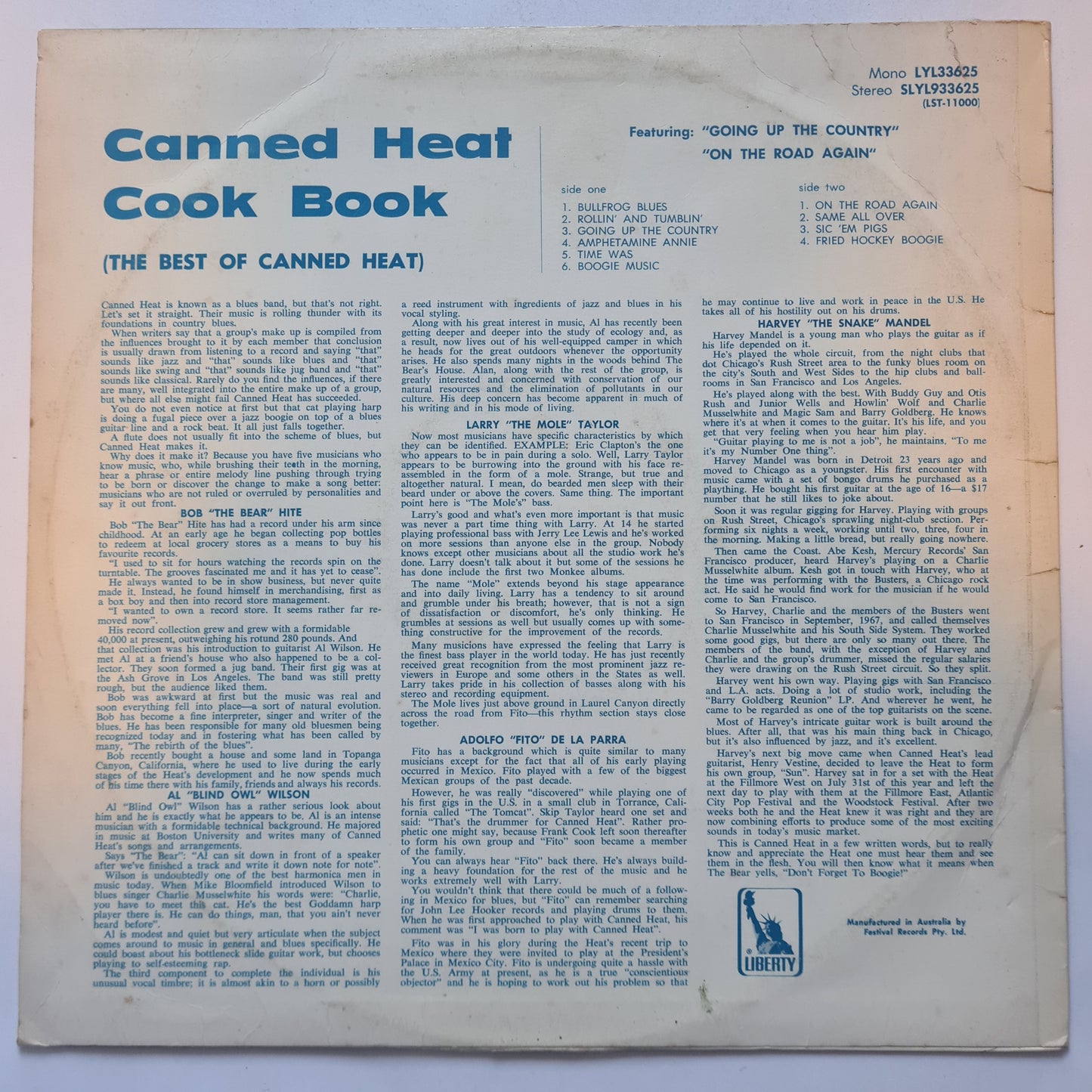 Canned Heat – The Canned Heat Cook Book (The Best Of Canned Heat) - 1970 - Vinyl Record LP