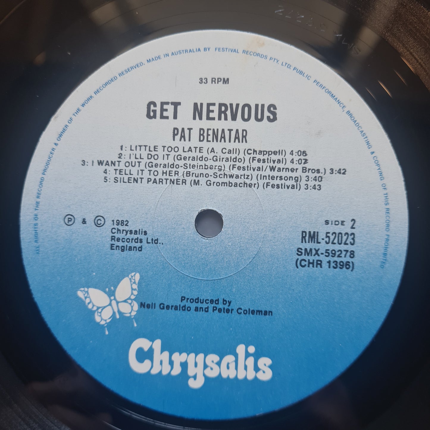 Pat Benatar – Get Nervous - 1982 - Vinyl Record LP