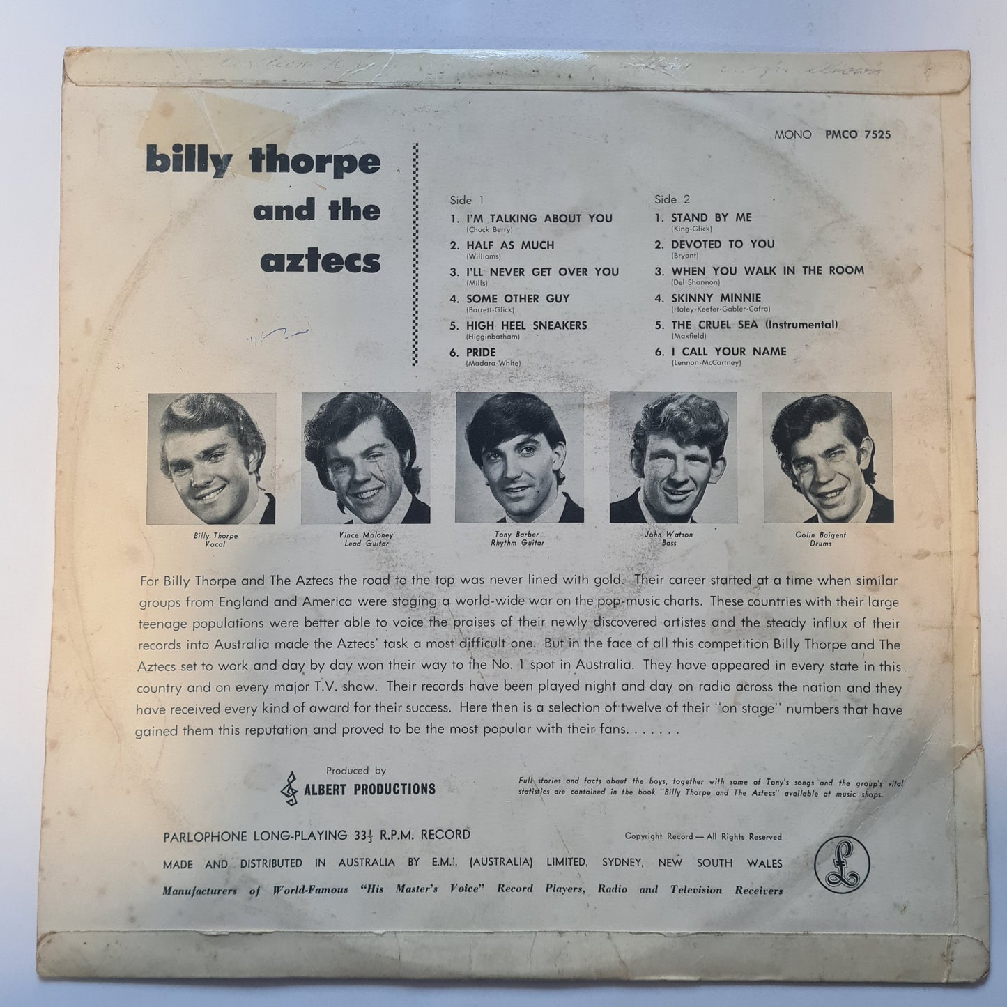 Billy Thorpe & The Aztecs – Billy Thorpe & The Aztecs - 1965 (MONO PRESSING) - Vinyl Record LP