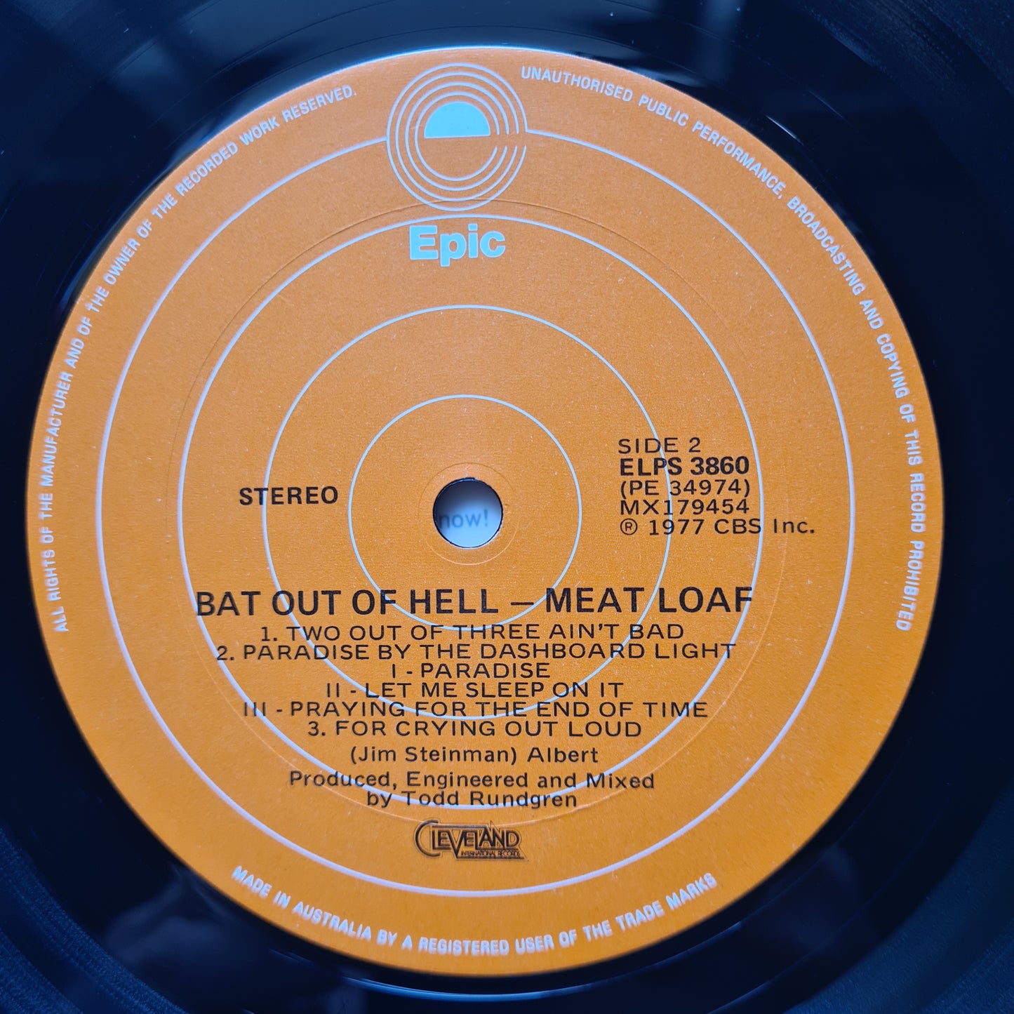 Meat loaf – Bat Out Of Hell - 1977 - Vinyl Record LP