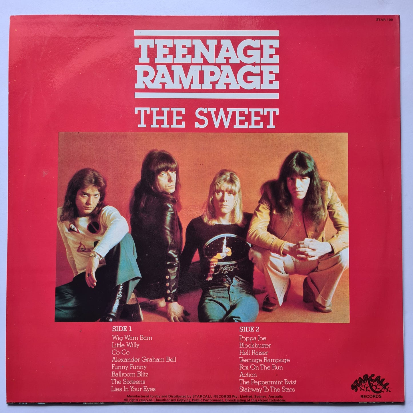 The Sweet – Teenage Rampage - 1981- Vinyl Record LP (Greatest Hits)