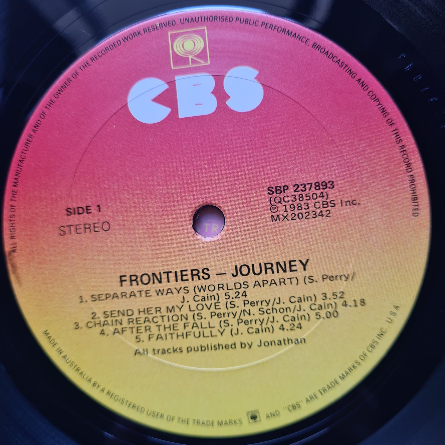 Journey – Frontiers - 1983 - Vinyl Record LP