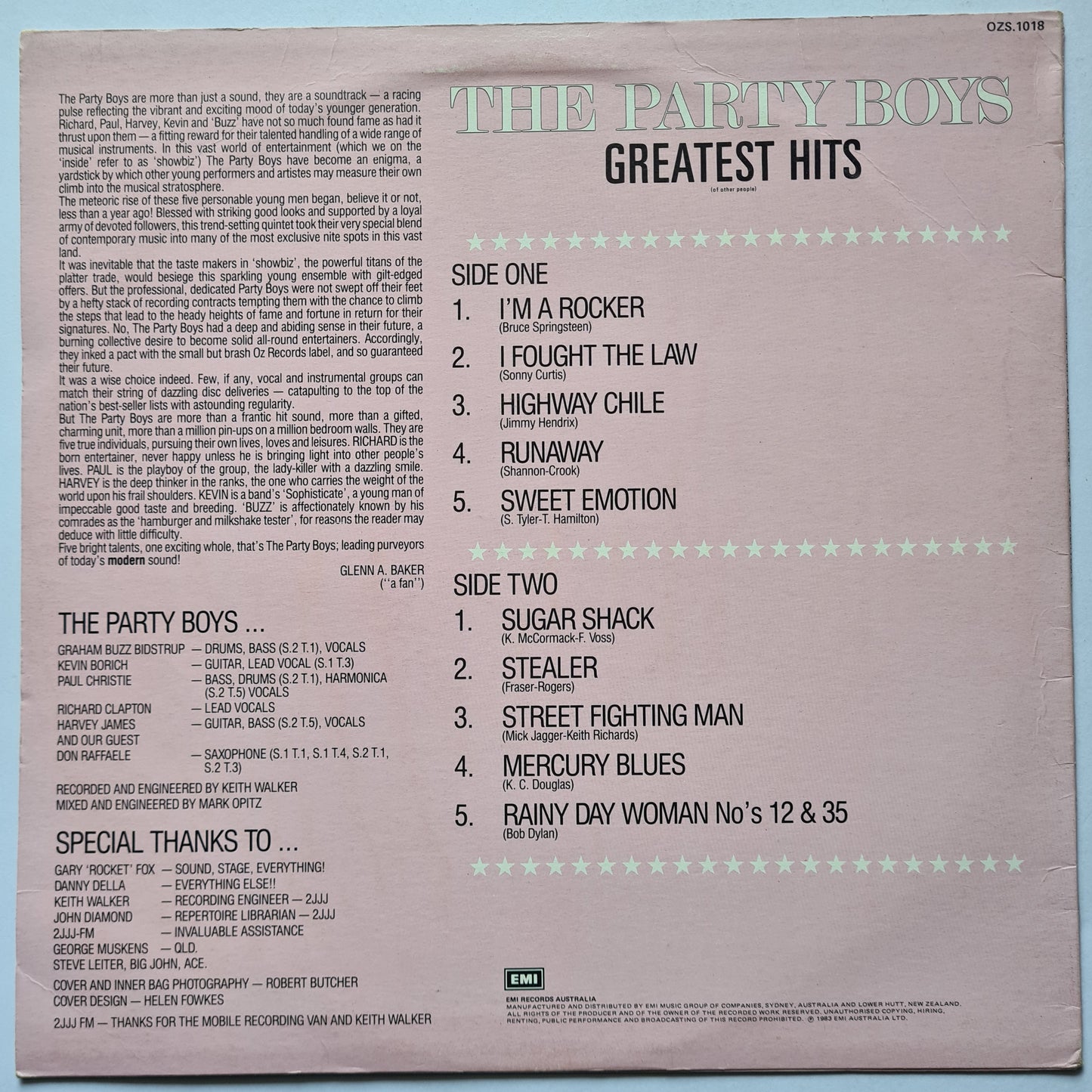 The Party Boys – Greatest Hits (Of Other People) - 1983 Vinyl Record LP