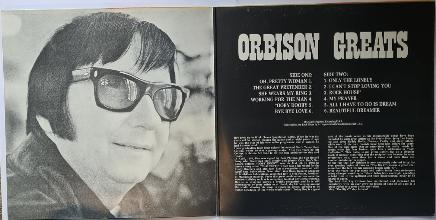 Roy Orbison – Orbison Greats (Gatefold) - Vinyl Record LP- Greatest Hits