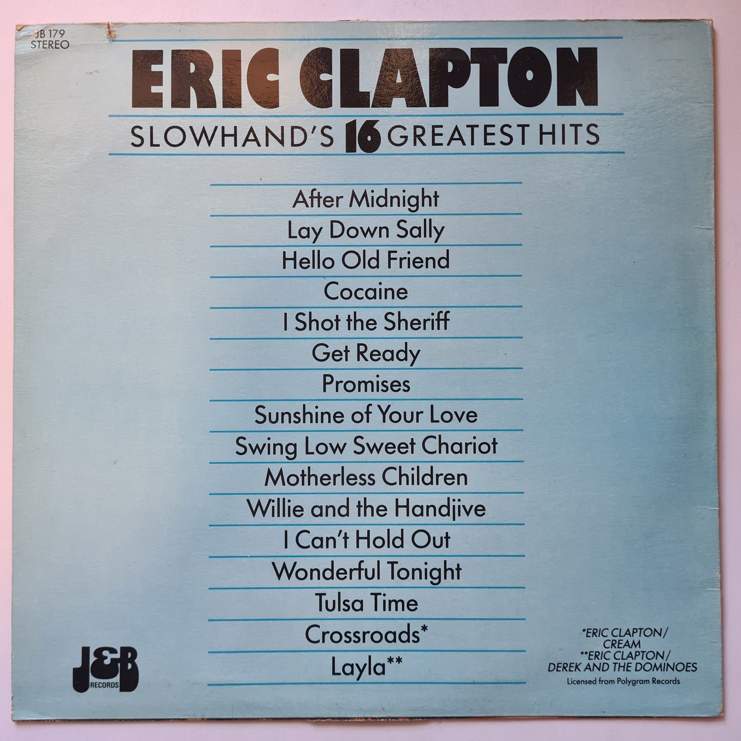 Eric Clapton – Slowhand's 16 Greatest Hits - 1985 - Vinyl Record LP