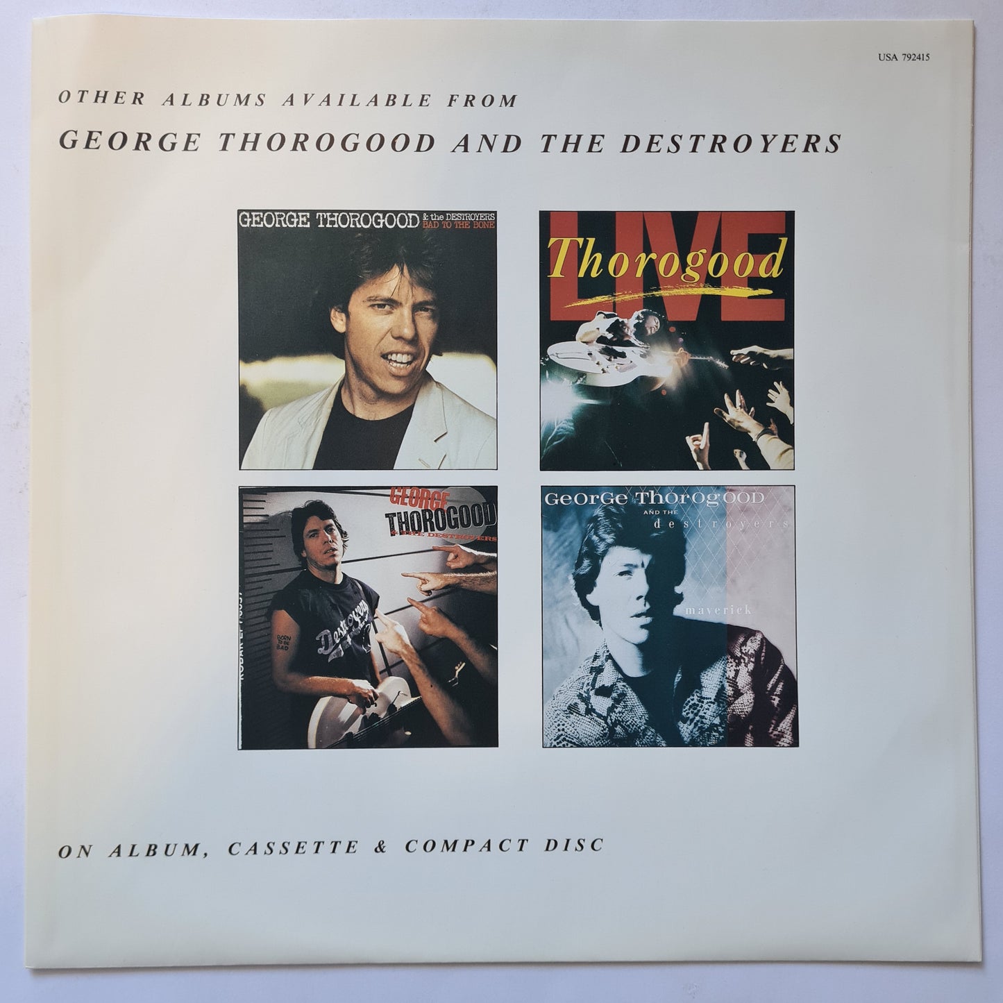 George Thorogood & The Destroyers– The George Thorogood Collection - 1989 - Vinyl Record LP