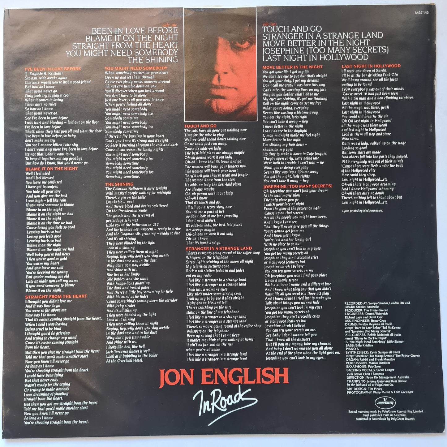 Jon English – In Rocks - 1981 - Vinyl Record LP