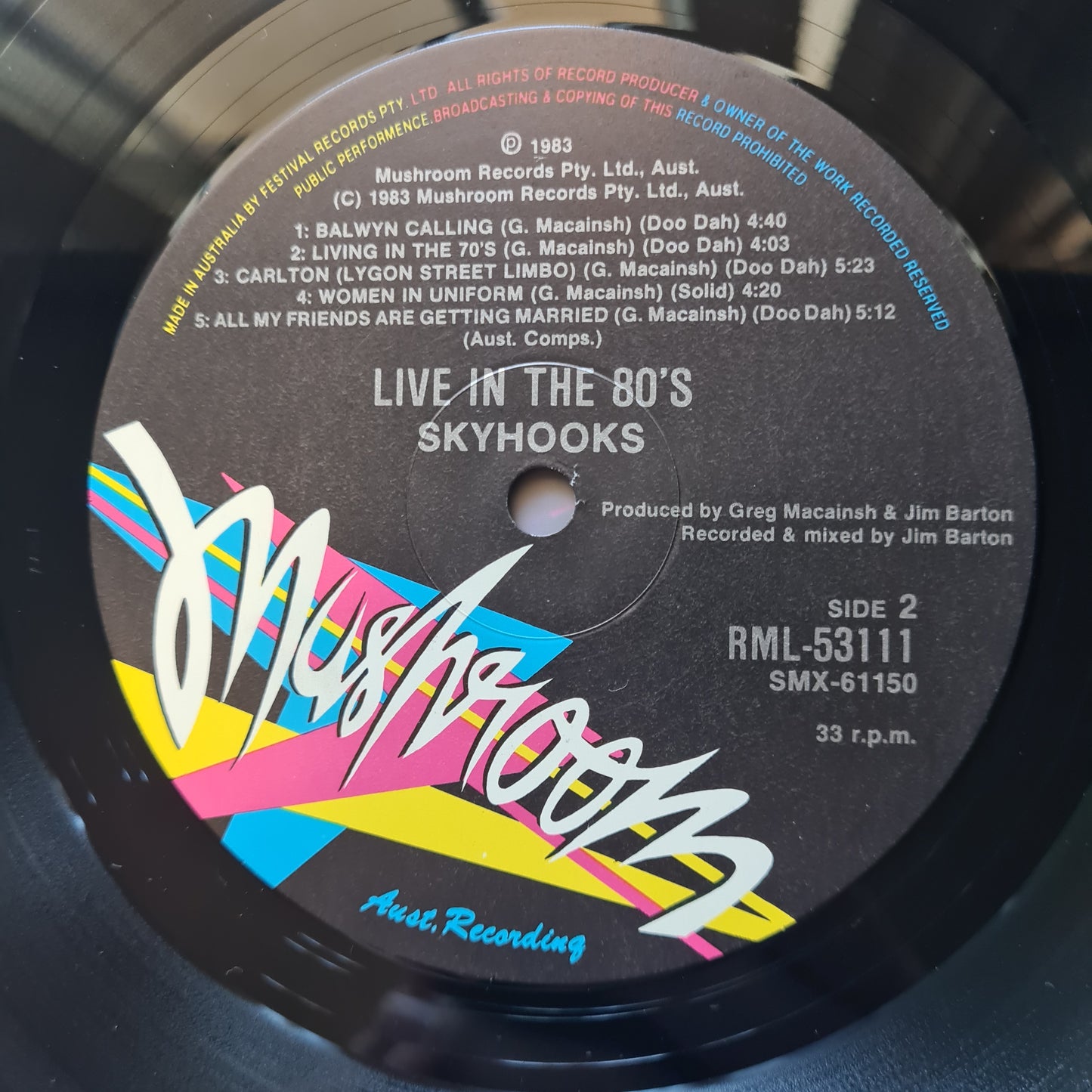 Skyhooks – Live In The 80's - 1983 - Vinyl Record LP