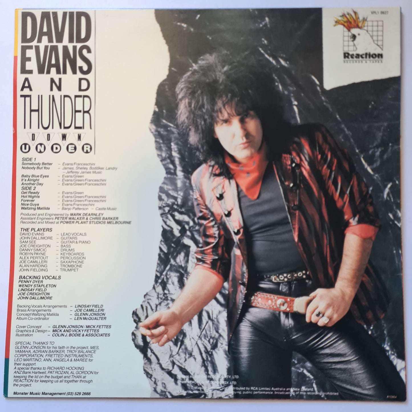 David Evans And Thunder Down Under (AC/DC Related) – David Evans And Thunder Down Under - 1986 - Vinyl Record LP