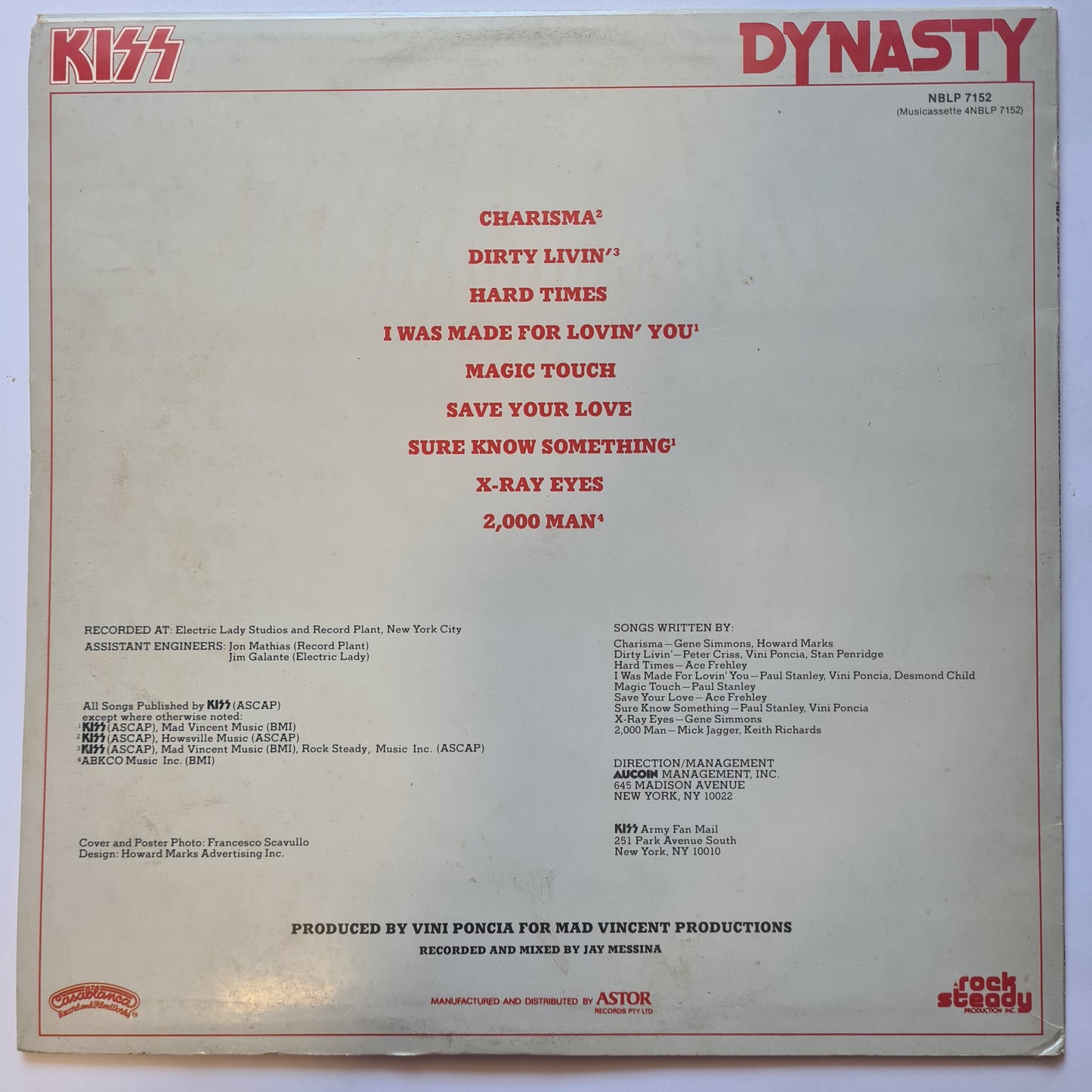 KISS – Dynasty - 1979 - (Australian Pressing) Vinyl Record LP