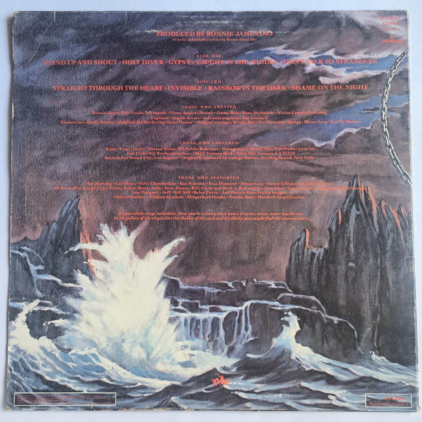 Dio – Holy Diver - 1983 (Australian 1st Pressing) - Vinyl Record LP