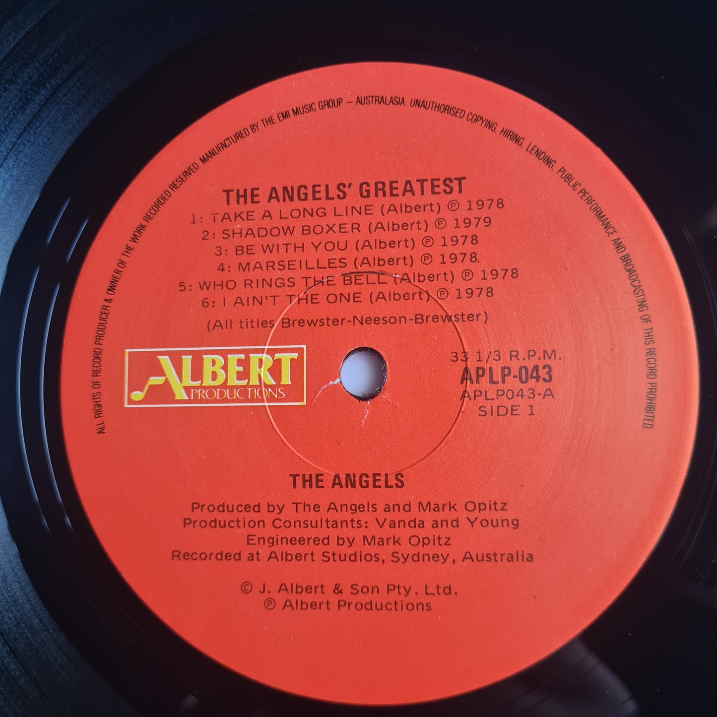 The Angels – The Angels Greatest - 1980 (1987 Red Label- Near Mint looks unplayed) - Vinyl Record