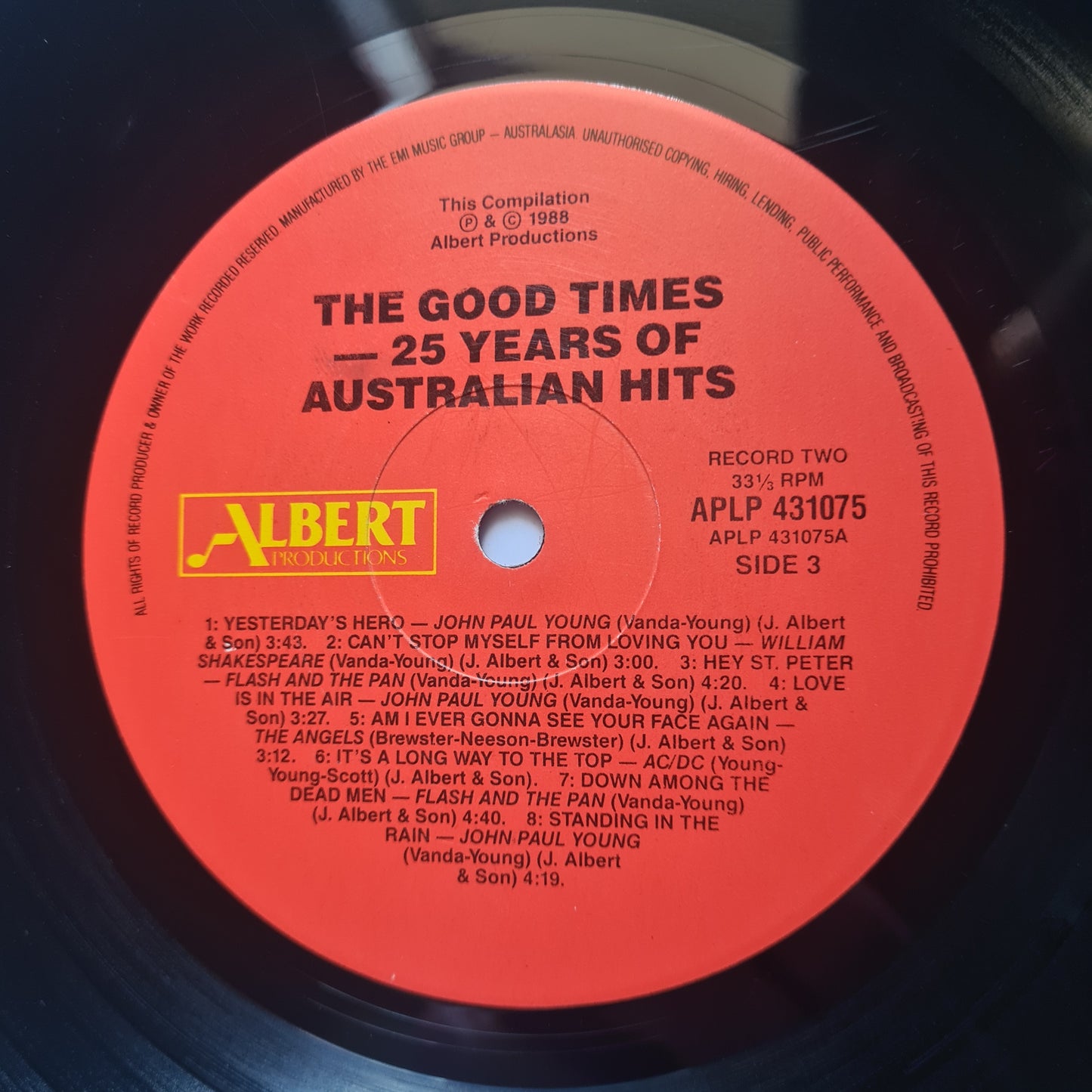 Various (AC/DC, Rose Tattoo, etc) – The Good Times/25 Years Of Australian Hits Albert Records - 1988 - 2LP Vinyl Record