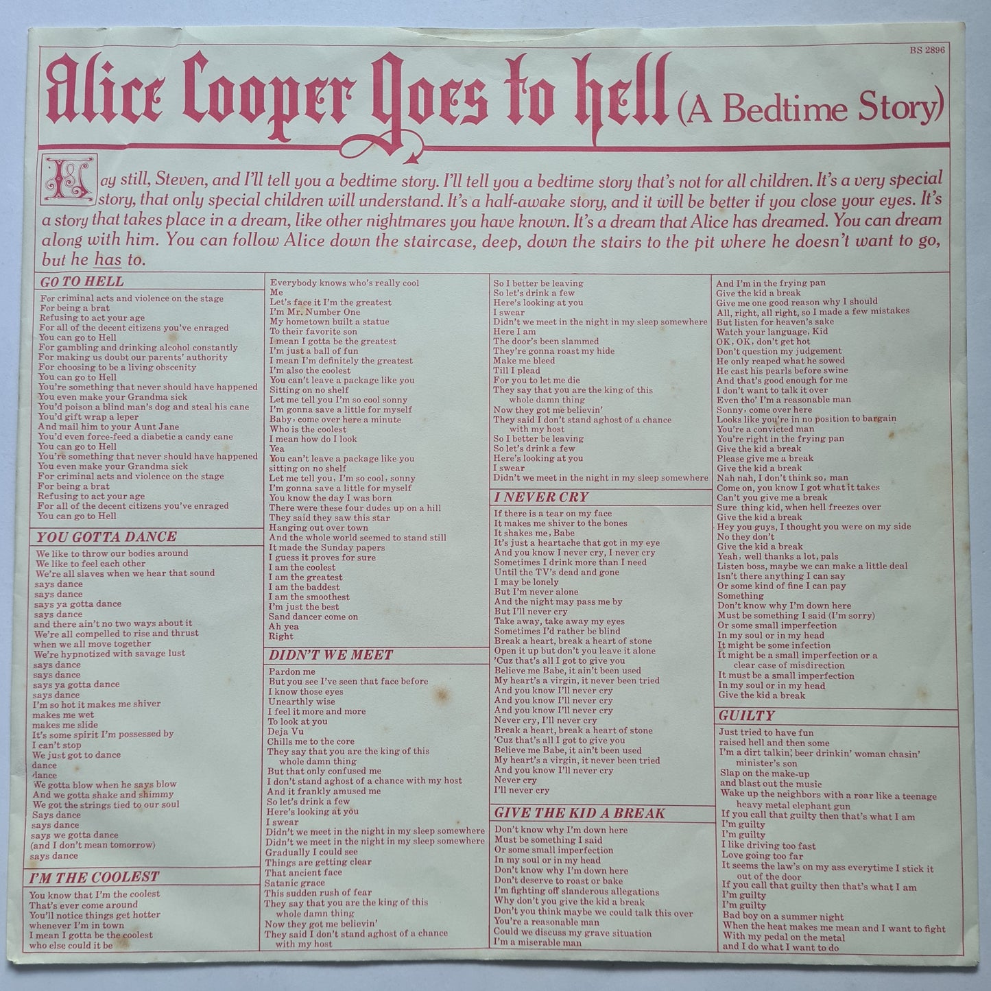 Alice Cooper – Goes To Hell - 1976 (USA Pressing) - Vinyl Record LP