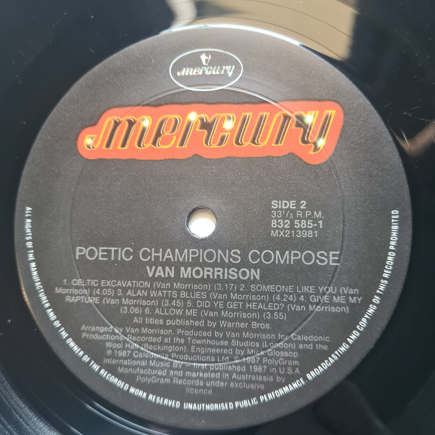 Van Morrison – Poetic Champions Compose - 1987 - Vinyl Record LP