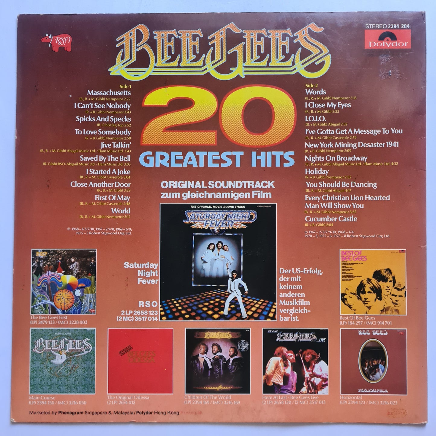 Bee Gees – 20 Greatest Hits - 1978 - Vinyl Record LP