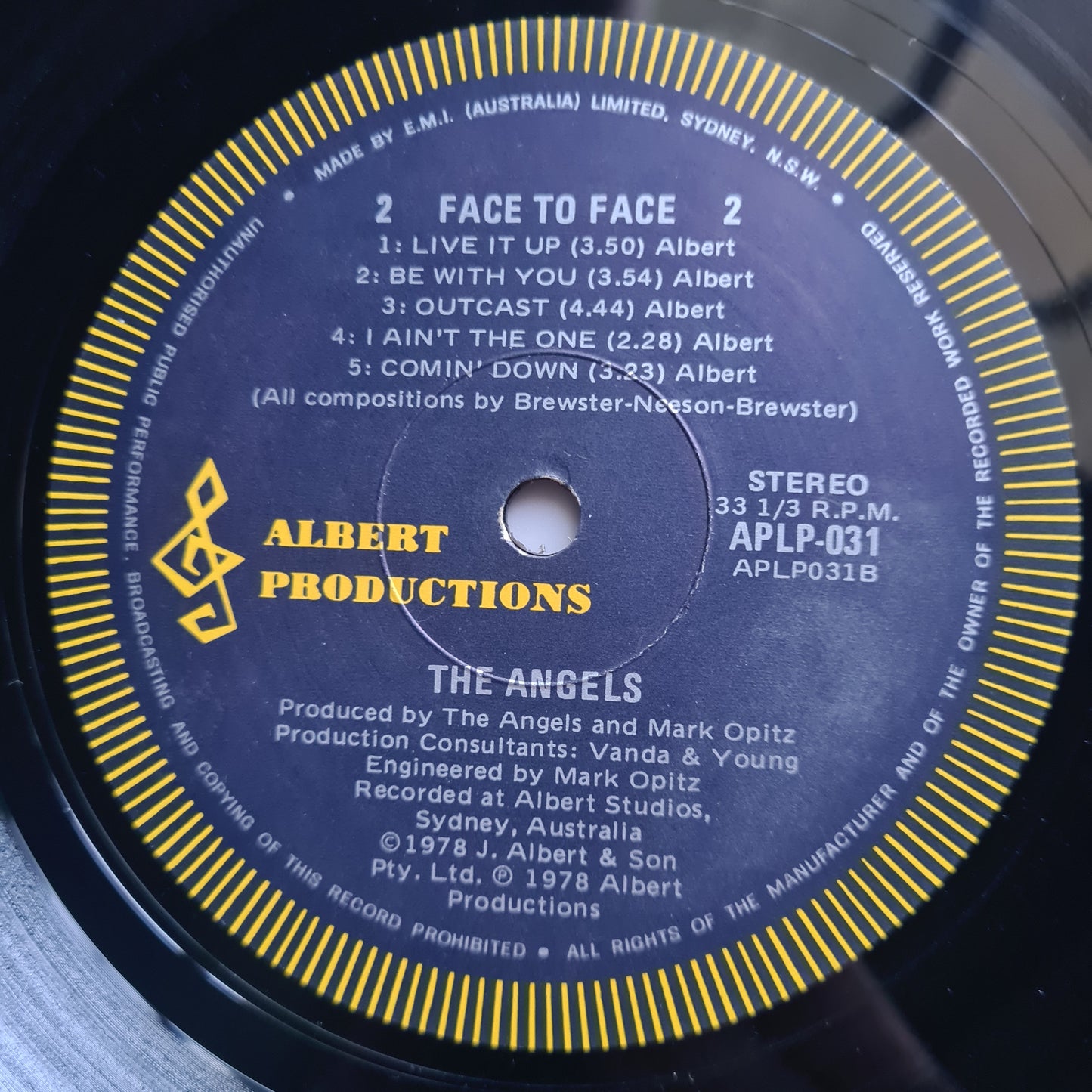 The Angels – Face To Face - 1978 (Gatefold) - Vinyl Record LP