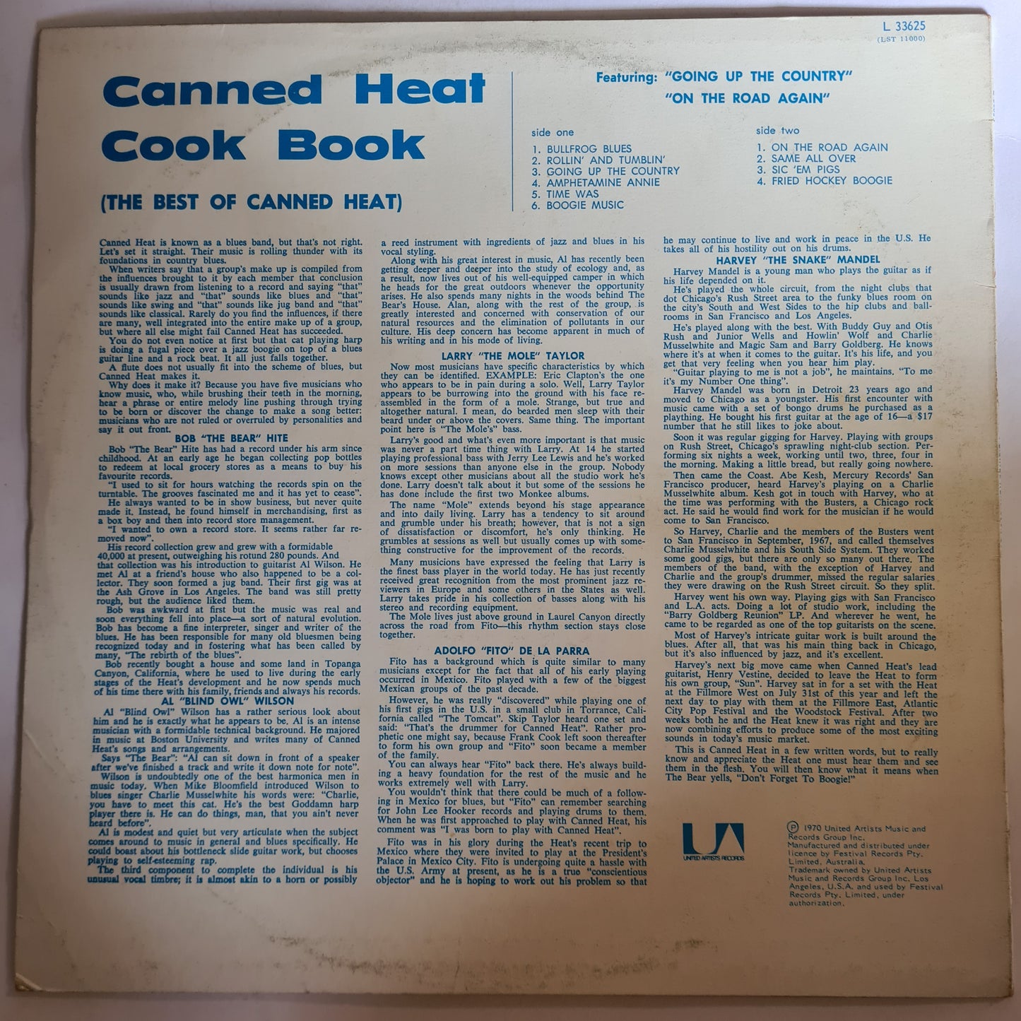 Canned Heat – The Canned Heat Cook Book (The Best Of Canned Heat) - 1970 - Vinyl Record LP