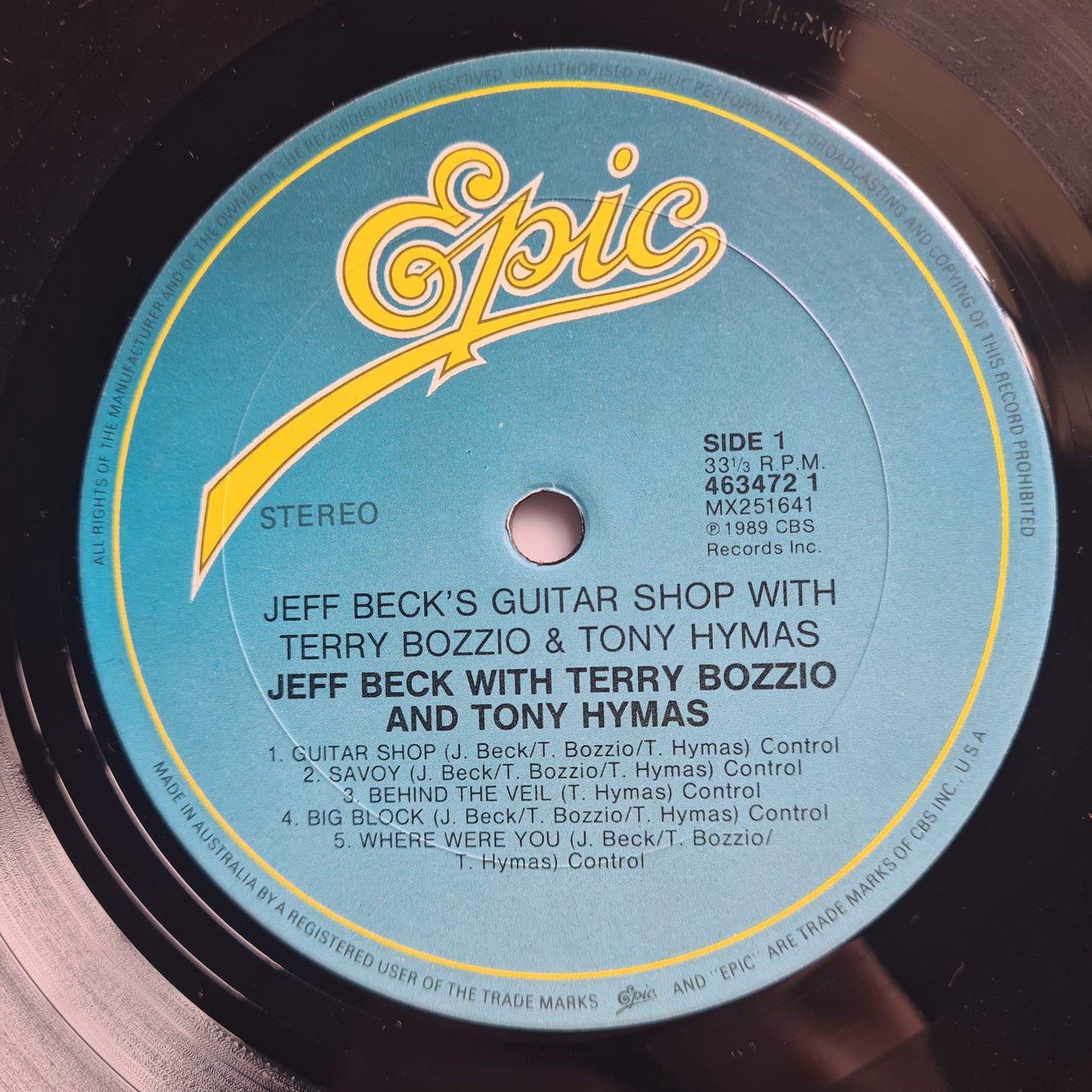 Jeff Beck with Terry Bozzio and Tony Hymas ‎ – Jeff Beck's Guitar Shop - 1989 - Vinyl Record LP