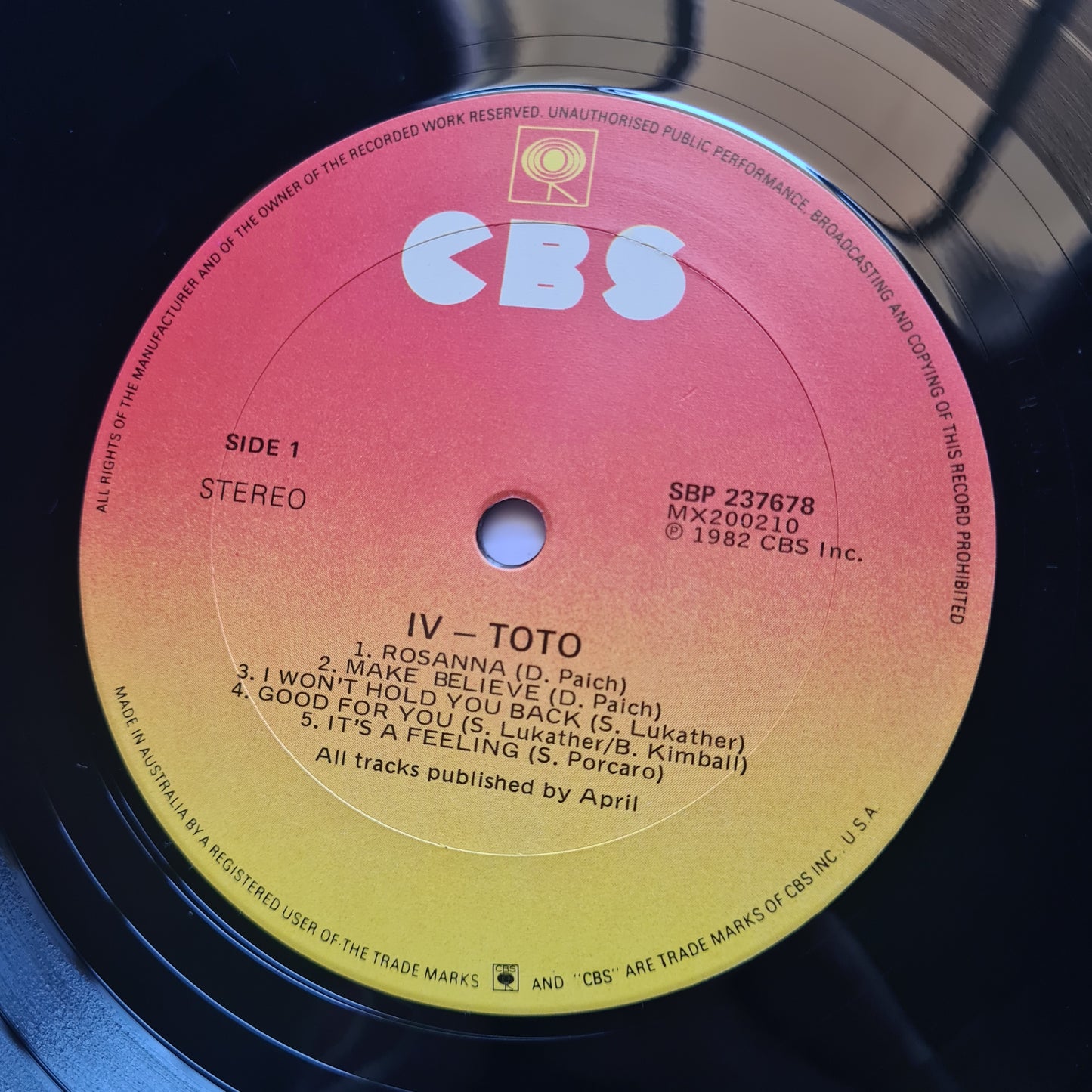 Toto – Toto IV - 1982 - Vinyl Record LP