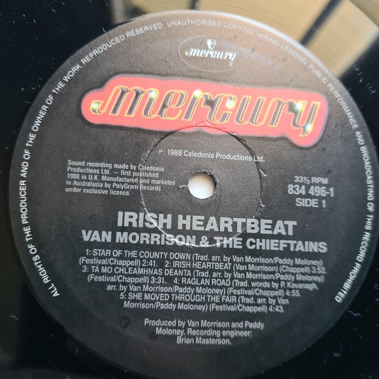 Van Morrison & The Chieftains  – Irish Heartbeat - 1988 - Vinyl Record LP