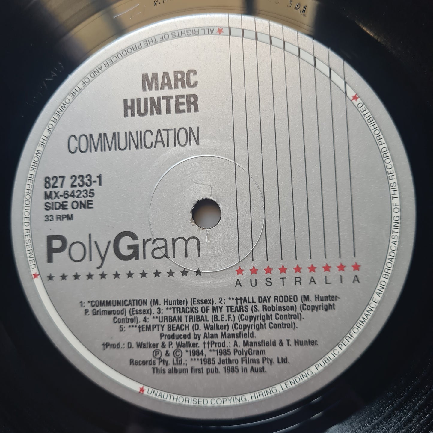 Marc Hunter (Dragon) – Communication - 1985 - Vinyl Record LP