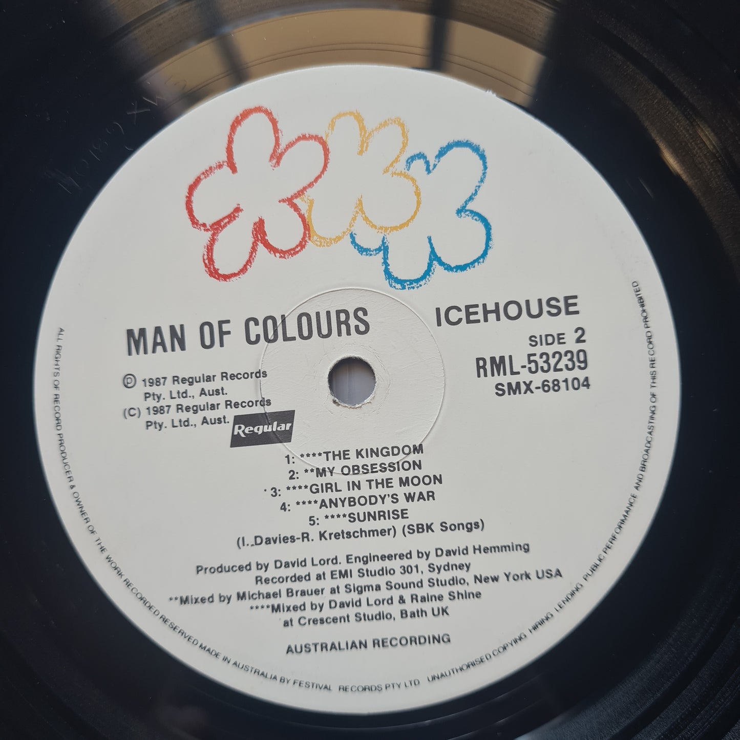 Icehouse – Man Of Colours (RARE Black Cover Version) - 1987 - Vinyl Record LP