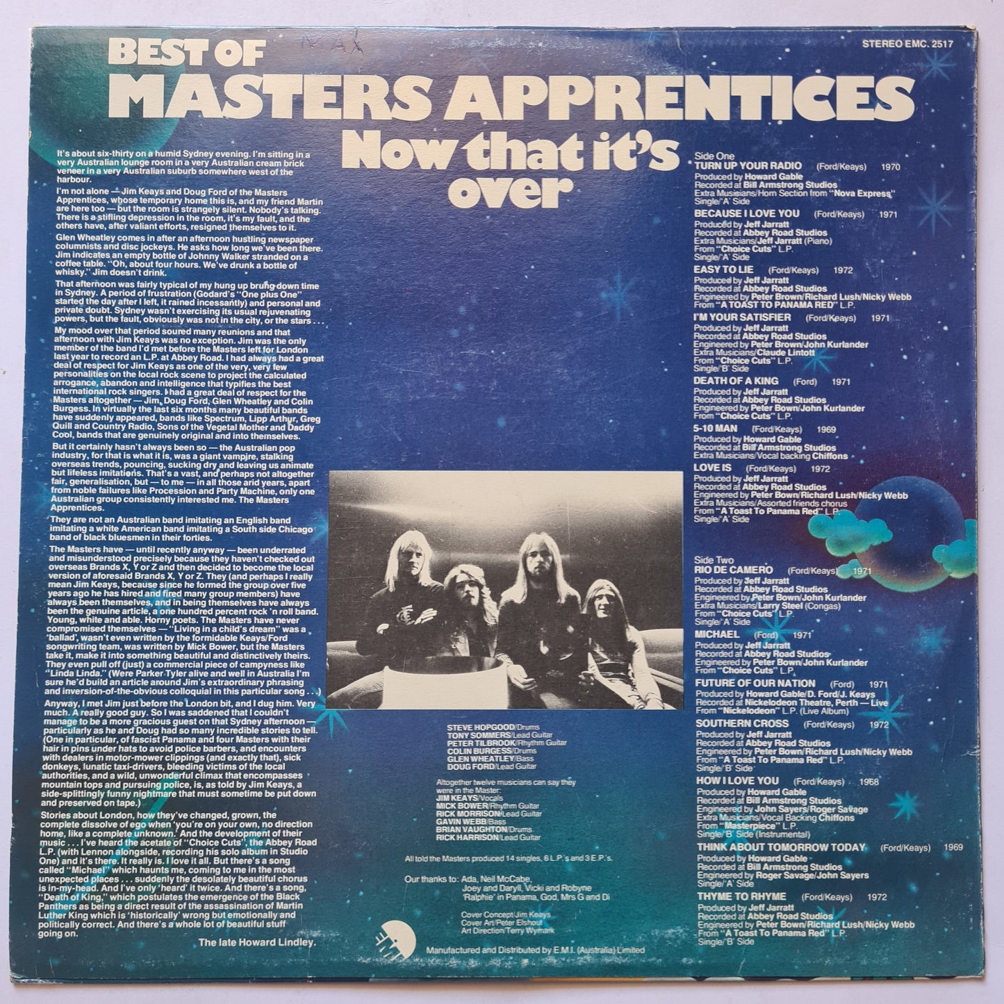 Masters Apprentices – Now That It's Over: Best of Masters Apprentices - 1974 - Vinyl Record LP