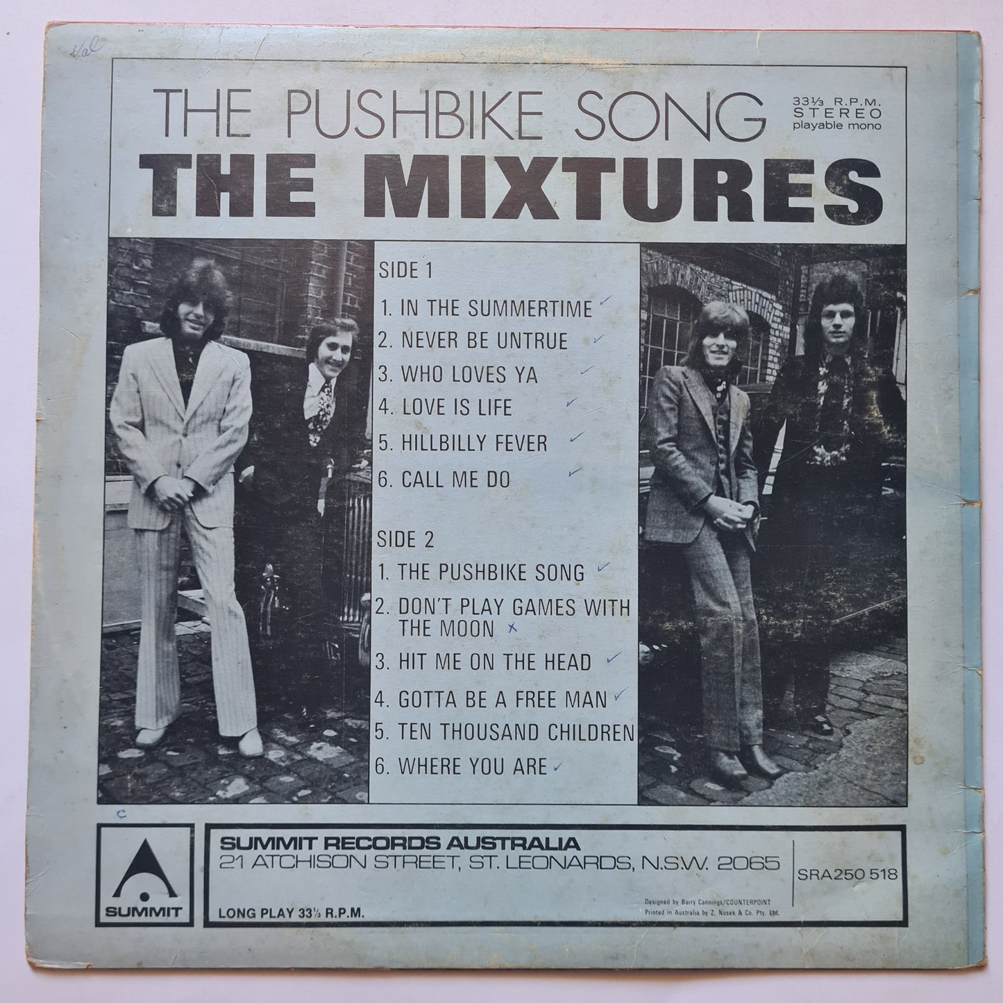 The Mixtures – The Pushbike Song - 1971 - Vinyl Record LP