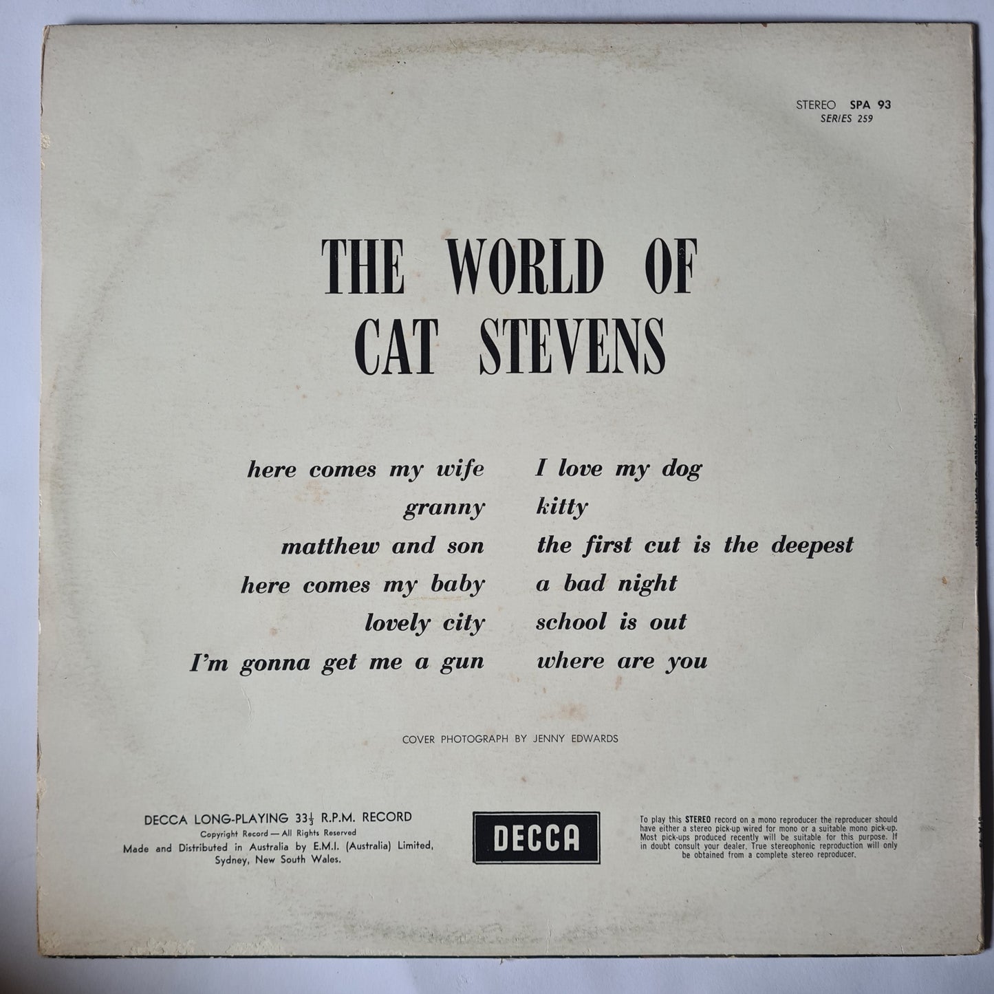 Cat Stevens – The World Of Cat Stevens - 1970 - Vinyl Record LP