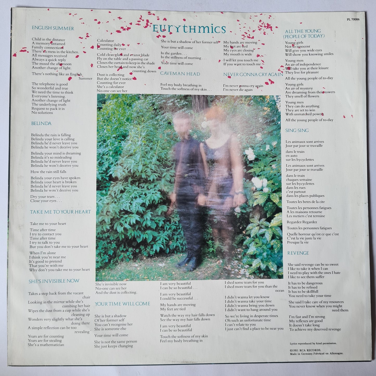 Eurythmics – In The Garden - 1981 (1983 Europe Pressing) - Vinyl Record LP