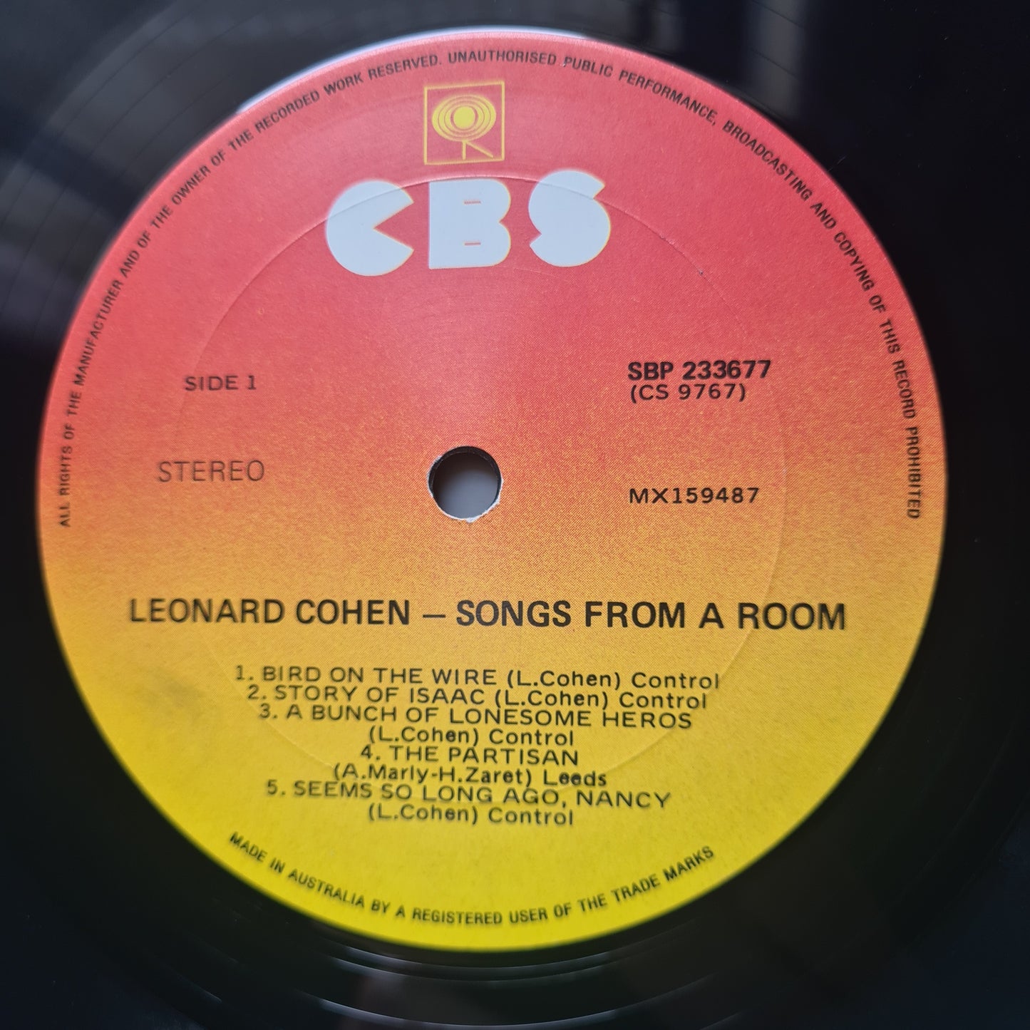 Leonard Cohen – Songs From A Room - 1969 - Vinyl Record LP