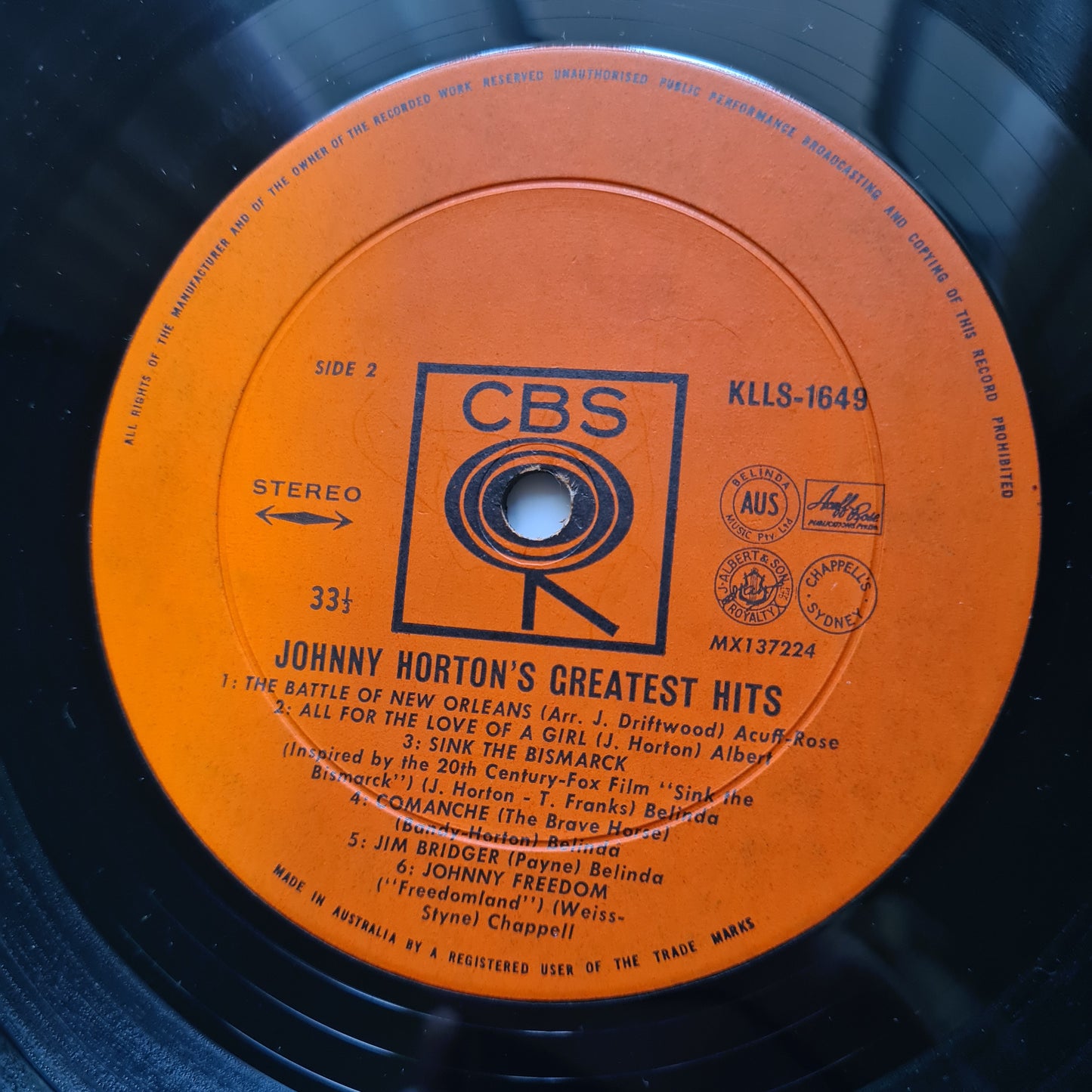 Johnny Horton – Greatest Hits - 1961 - Vinyl Record LP