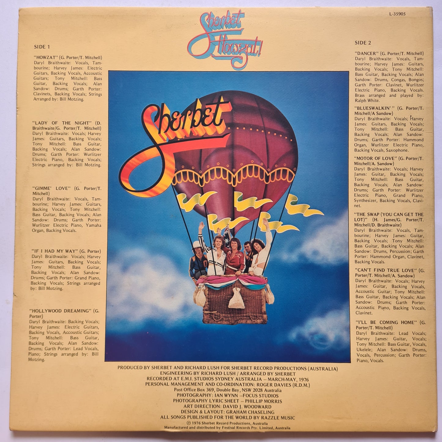 Sherbert – Howzat! - 1976 (Gatefold) - Vinyl Record LP (near mint, with booklet)