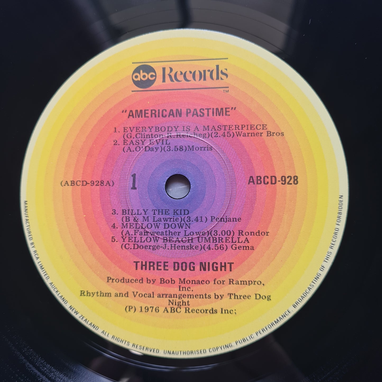 Three Dog Night – American Pastime - 1976 (Near Mint New Zealand Pressing) - Vinyl Record LP