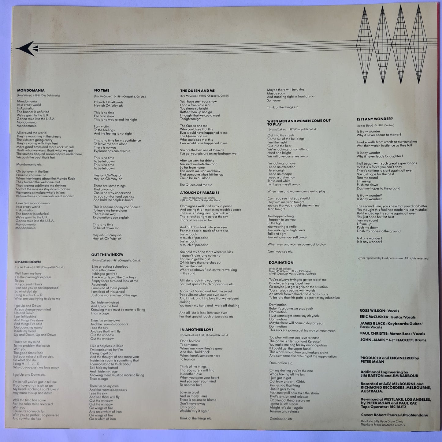 Mondo Rock – Nuovo Mondo - 1982 - Vinyl Record LP