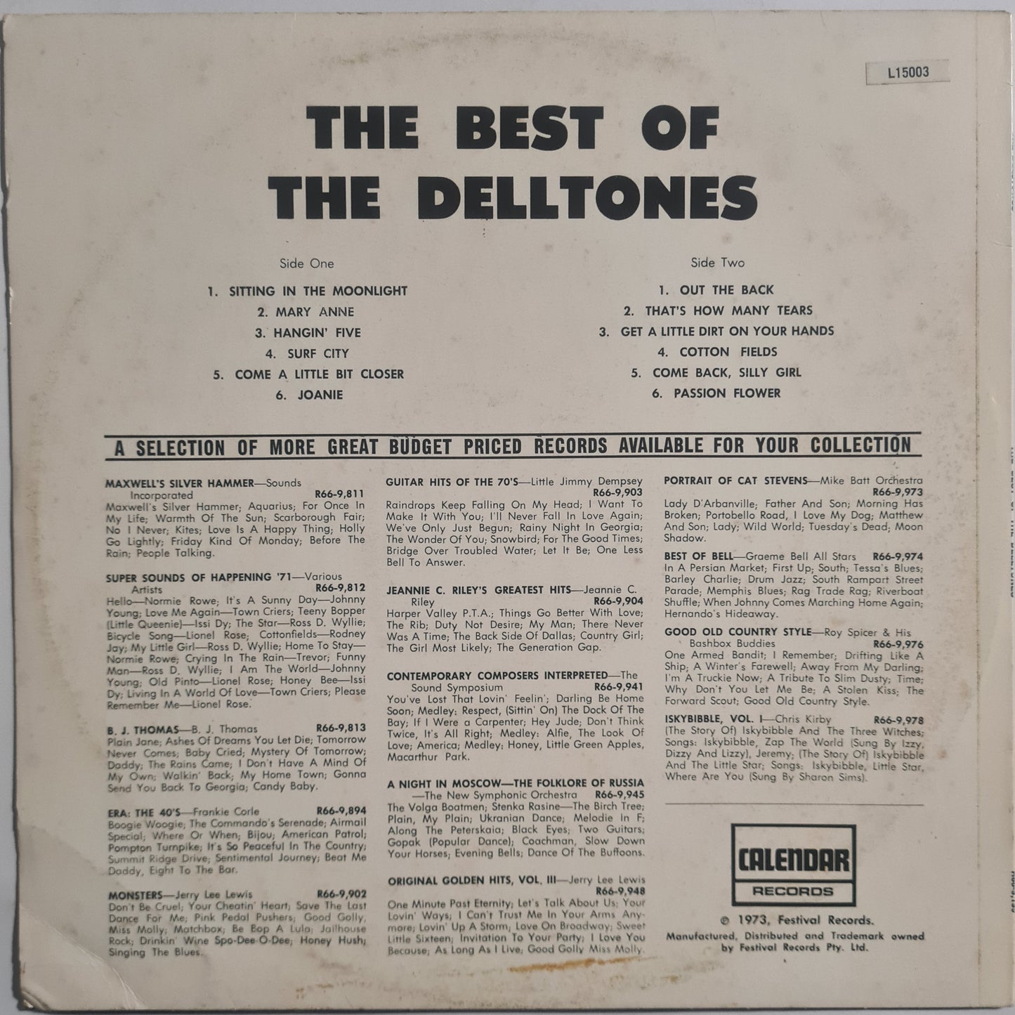 The Delltones – The Best of The Delltones - 1973 - Vinyl Record LP