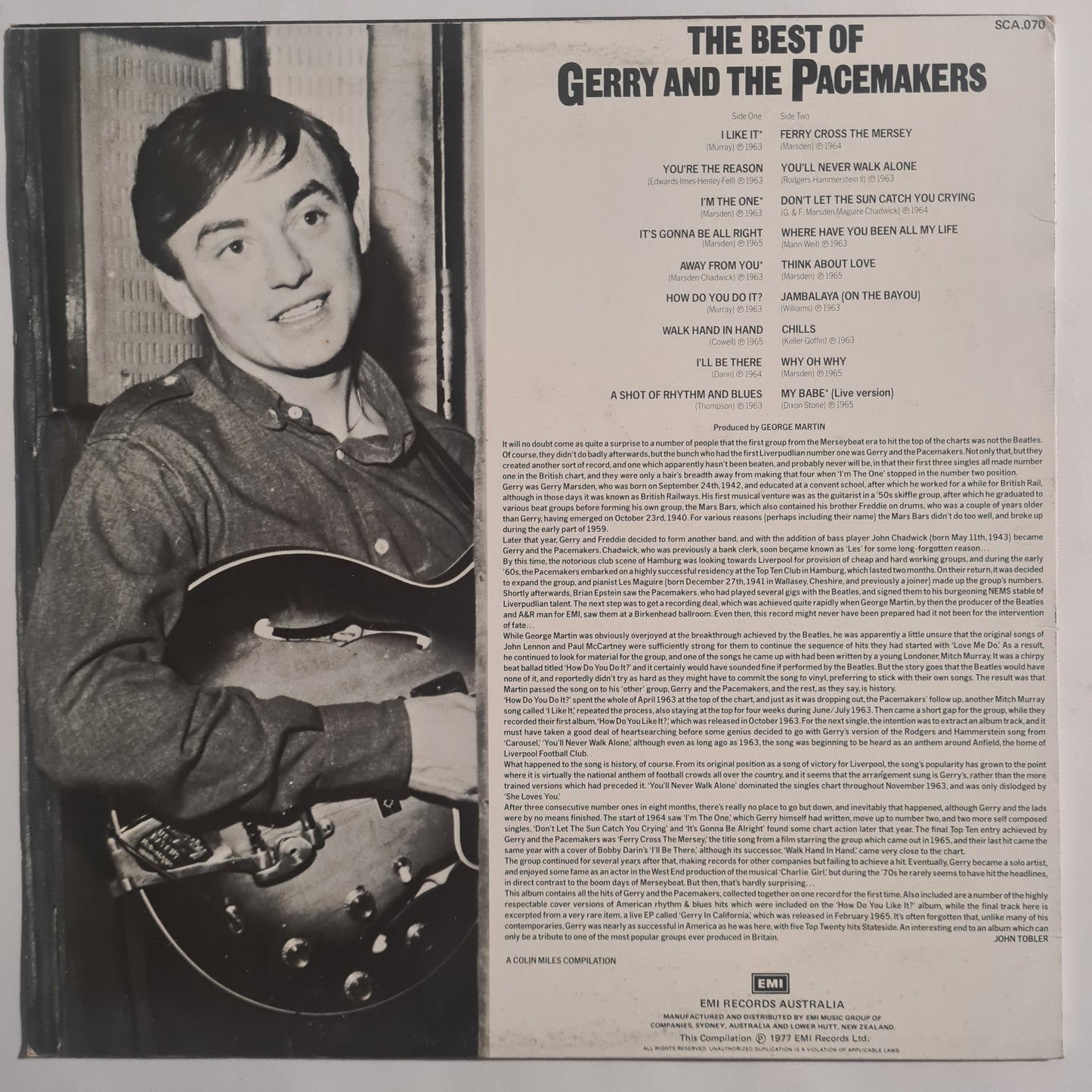 Gerry & The Pacemakers– The Best of Gerry & The Pacemakers- 1977 - Vinyl Record LP