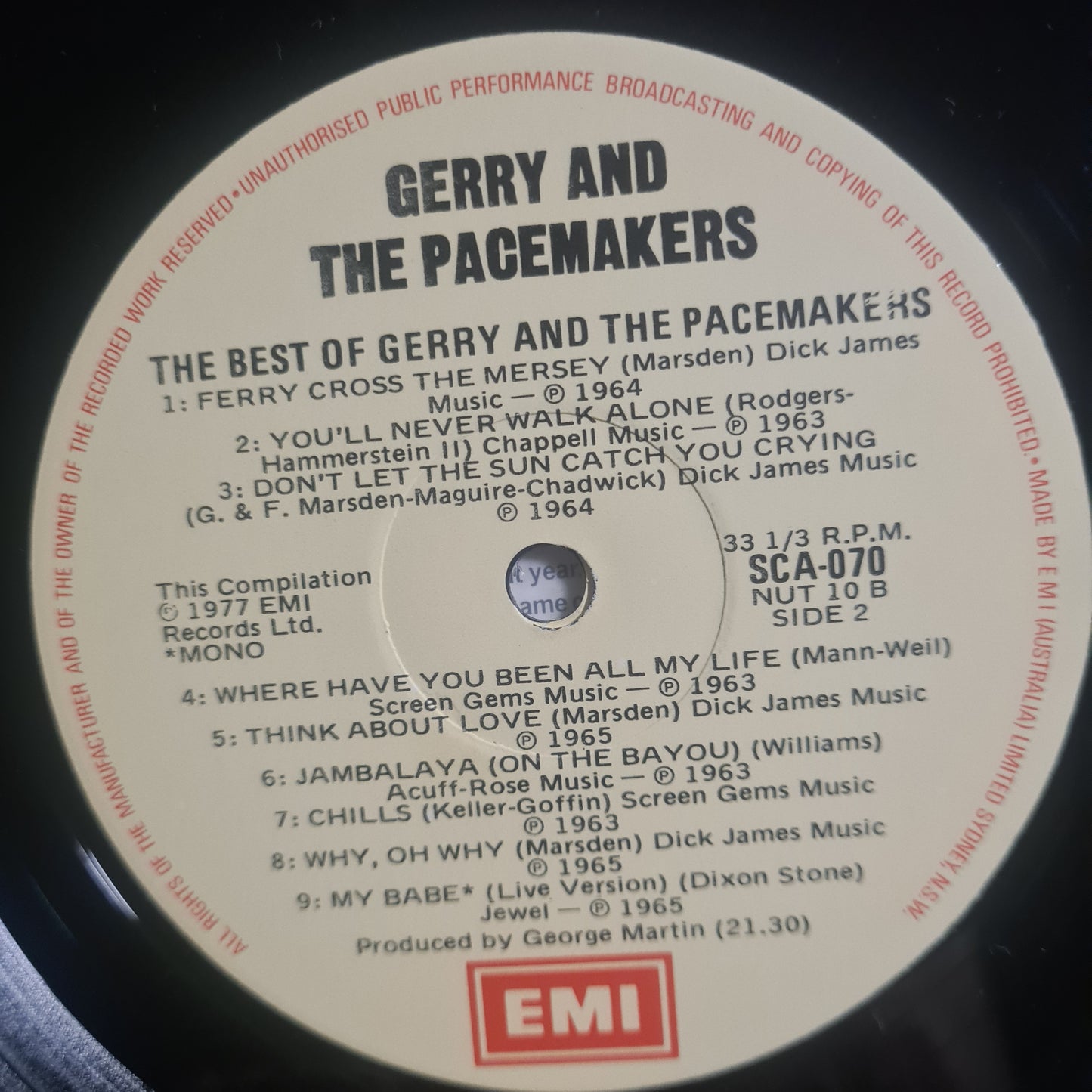 Gerry & The Pacemakers– The Best of Gerry & The Pacemakers- 1977 - Vinyl Record LP