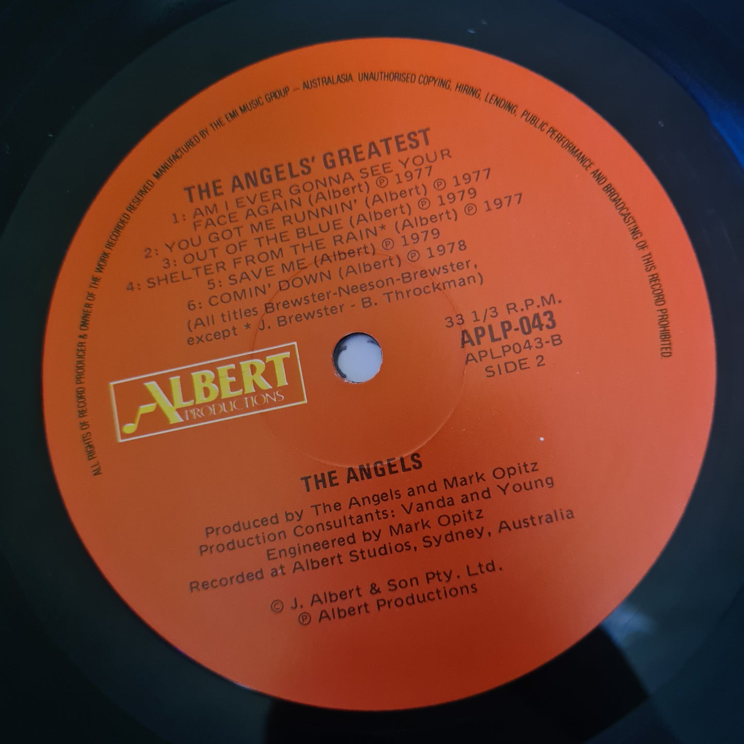 The Angels – The Angels Greatest - 1980 (1987 Red Label- Near Mint looks unplayed) - Vinyl Record