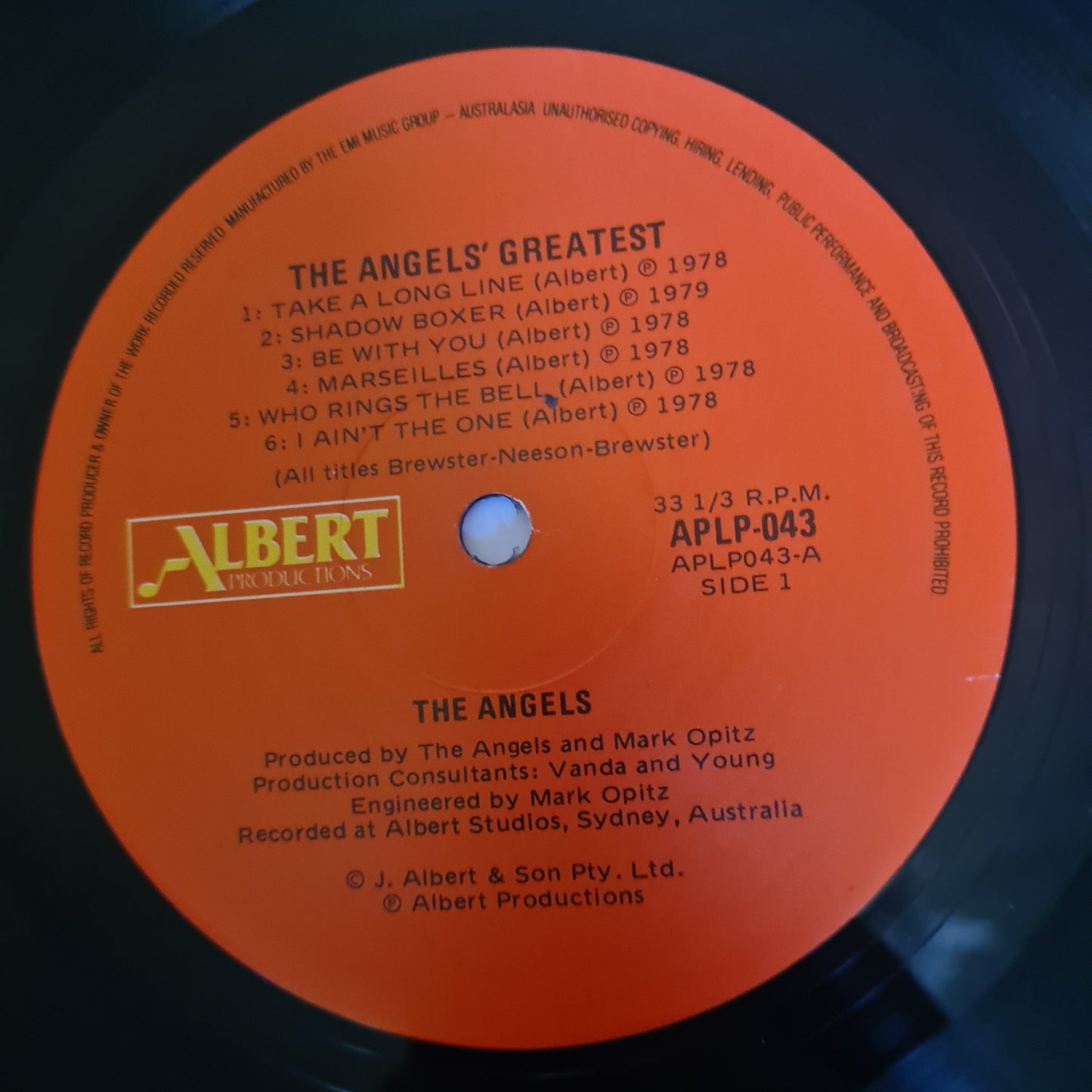 The Angels – The Angels Greatest - 1980 (1987 Red Label- Near Mint looks unplayed) - Vinyl Record